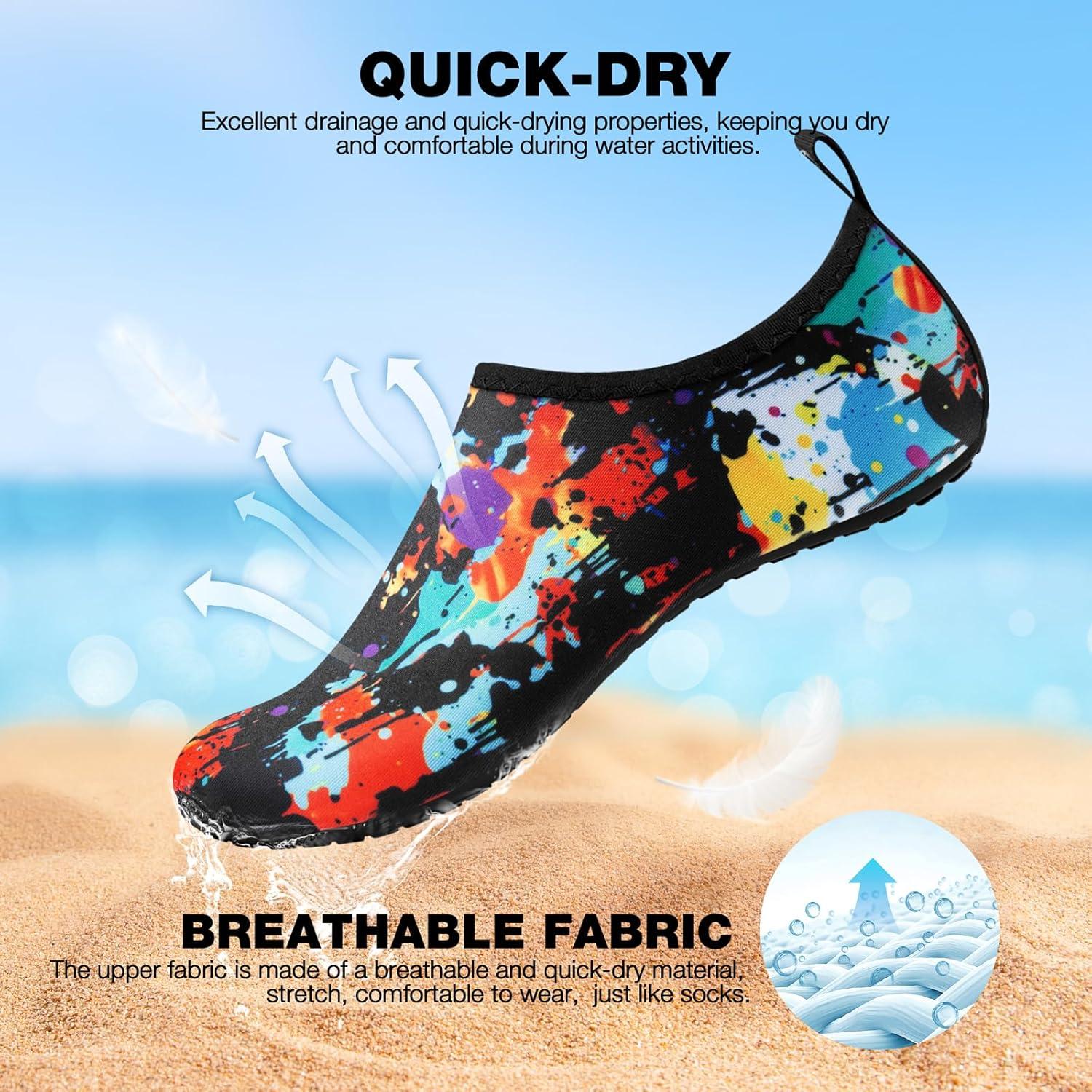 imageSIMARI Water Shoes Women Men Aqua Socks Beach Barefoot Quick Drying Aqua Aerobics Swim Pool Non Slip Outdoor Travel Essentials Surf River Lake Snorkeling Kayak Yoga Adult Youth2epainted Tiedye