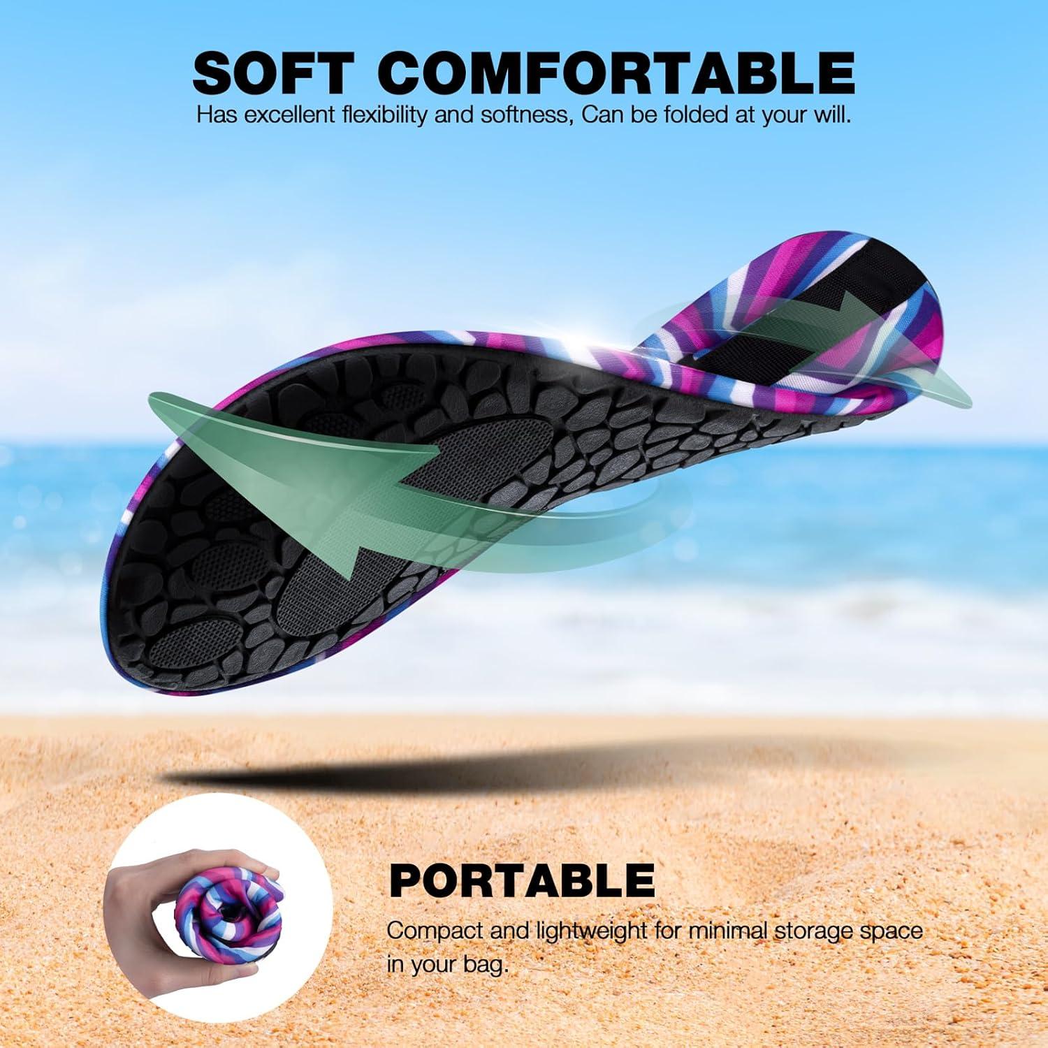 imageSIMARI Water Shoes Women Men Aqua Socks Beach Barefoot Quick Drying Aqua Aerobics Swim Pool Non Slip Outdoor Travel Essentials Surf River Lake Snorkeling Kayak Yoga Adult Youth2yrainbow Curve