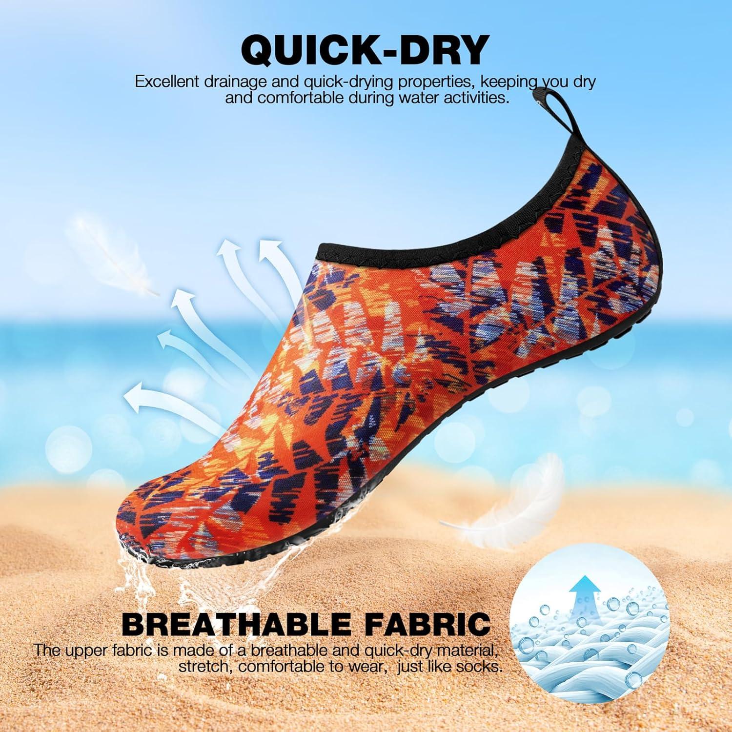 imageSIMARI Water Shoes Women Men Aqua Socks Beach Barefoot Quick Drying Aqua Aerobics Swim Pool Non Slip Outdoor Travel Essentials Surf River Lake Snorkeling Kayak Yoga Adult Youth2afern Leaf