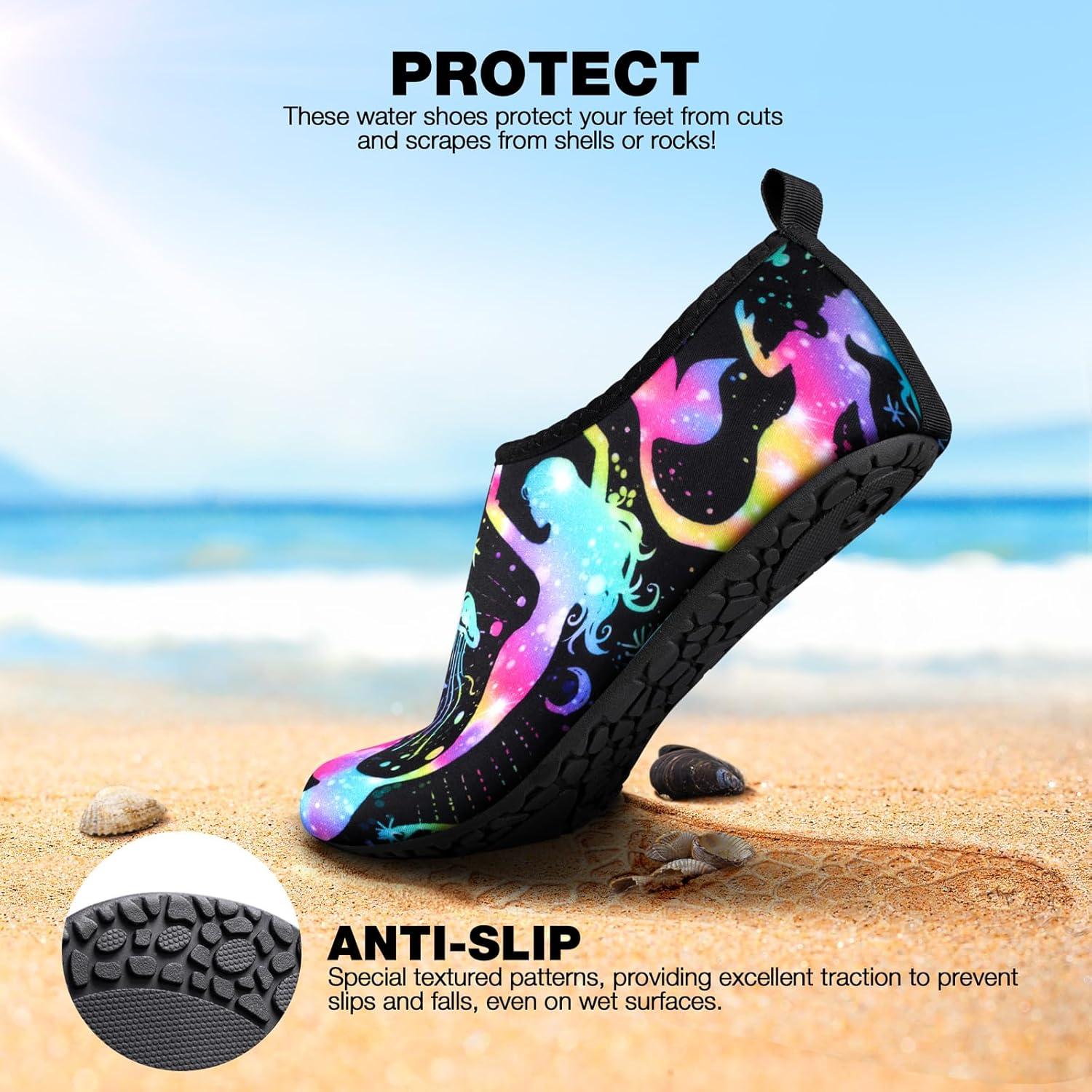 imageSIMARI Water Shoes Women Men Aqua Socks Beach Barefoot Quick Drying Aqua Aerobics Swim Pool Non Slip Outdoor Travel Essentials Surf River Lake Snorkeling Kayak Yoga Adult Youth3gmermaid Silhouette