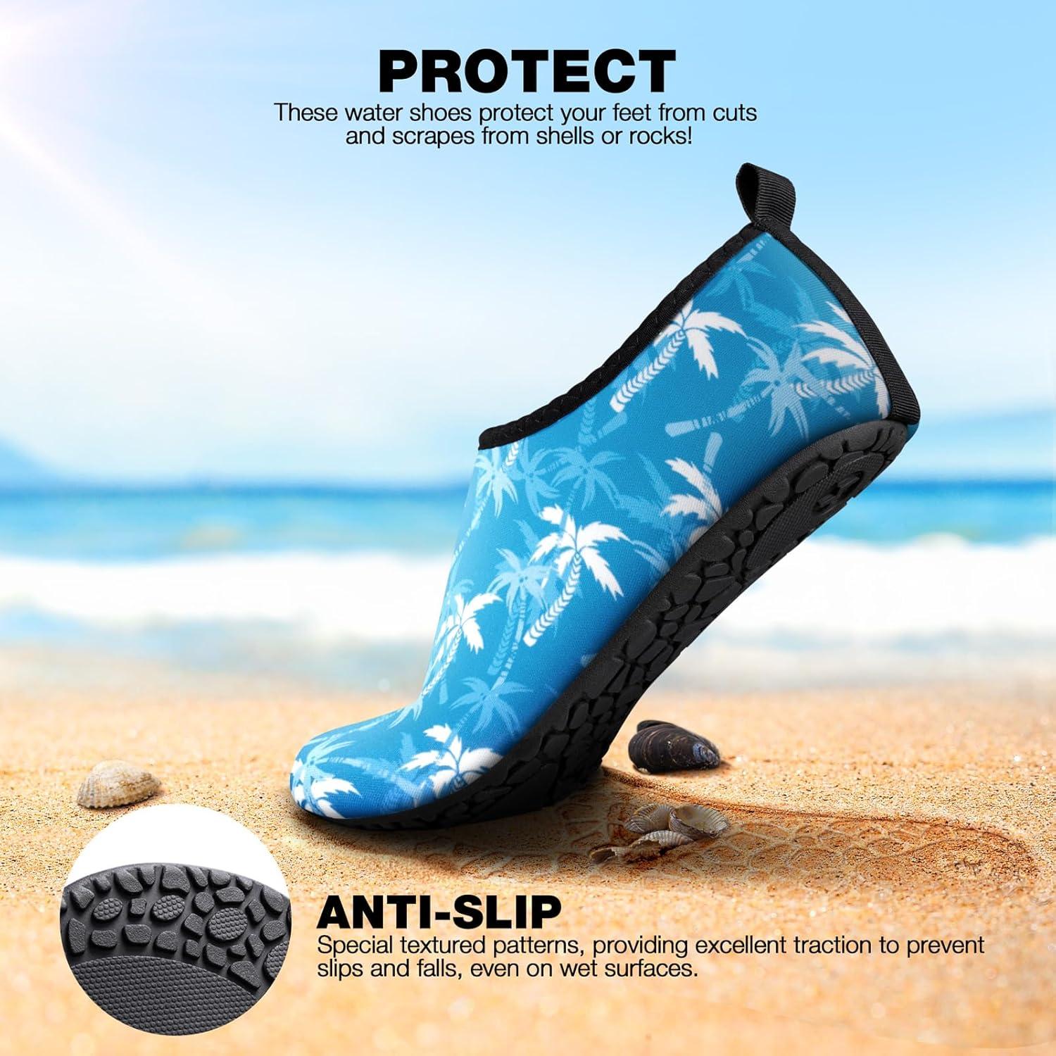 imageSIMARI Water Shoes Women Men Aqua Socks Beach Barefoot Quick Drying Aqua Aerobics Swim Pool Non Slip Outdoor Travel Essentials Surf River Lake Snorkeling Kayak Yoga Adult YouthCoconut