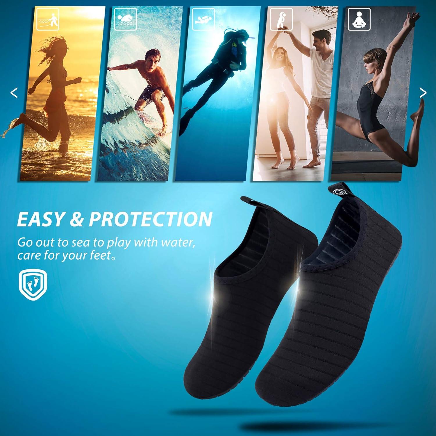 imageSIMARI Water Shoes Women Men Aqua Socks Beach Barefoot Quick Drying Aqua Aerobics Swim Pool Non Slip Outdoor Travel Essentials Surf River Lake Snorkeling Kayak Yoga Adult Youth144black