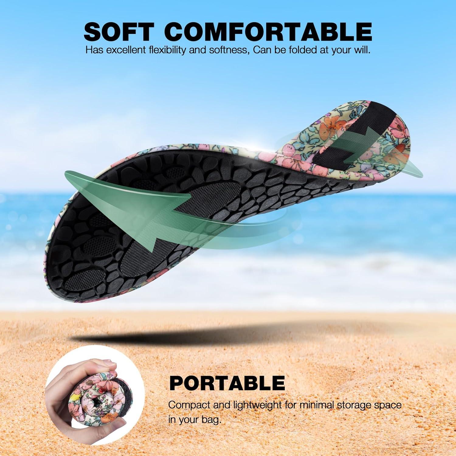 imageSIMARI Water Shoes Women Men Aqua Socks Beach Barefoot Quick Drying Aqua Aerobics Swim Pool Non Slip Outdoor Travel Essentials Surf River Lake Snorkeling Kayak Yoga Adult Youth2ifloral