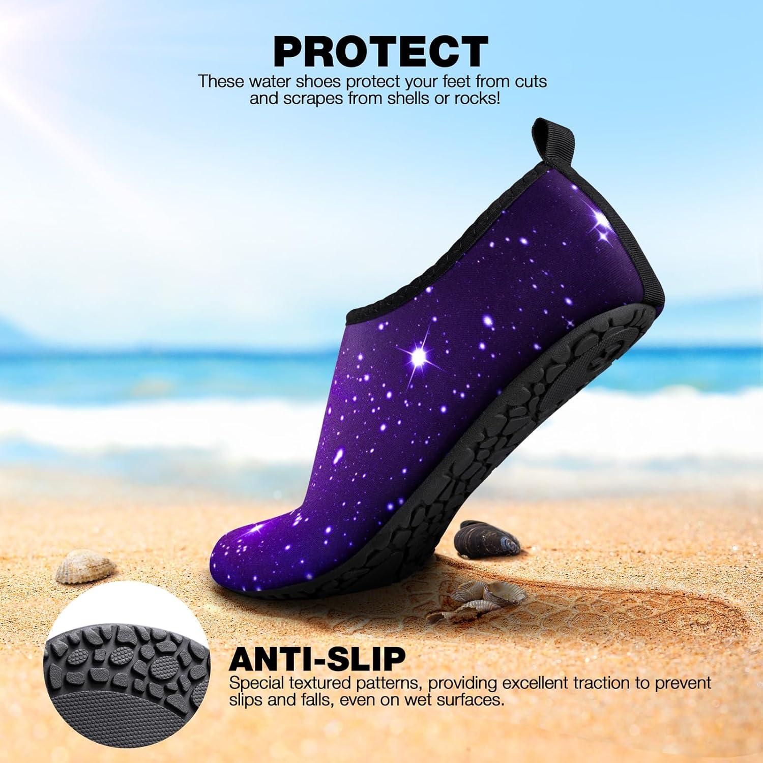 imageSIMARI Water Shoes Women Men Aqua Socks Beach Barefoot Quick Drying Aqua Aerobics Swim Pool Non Slip Outdoor Travel Essentials Surf River Lake Snorkeling Kayak Yoga Adult YouthStarry