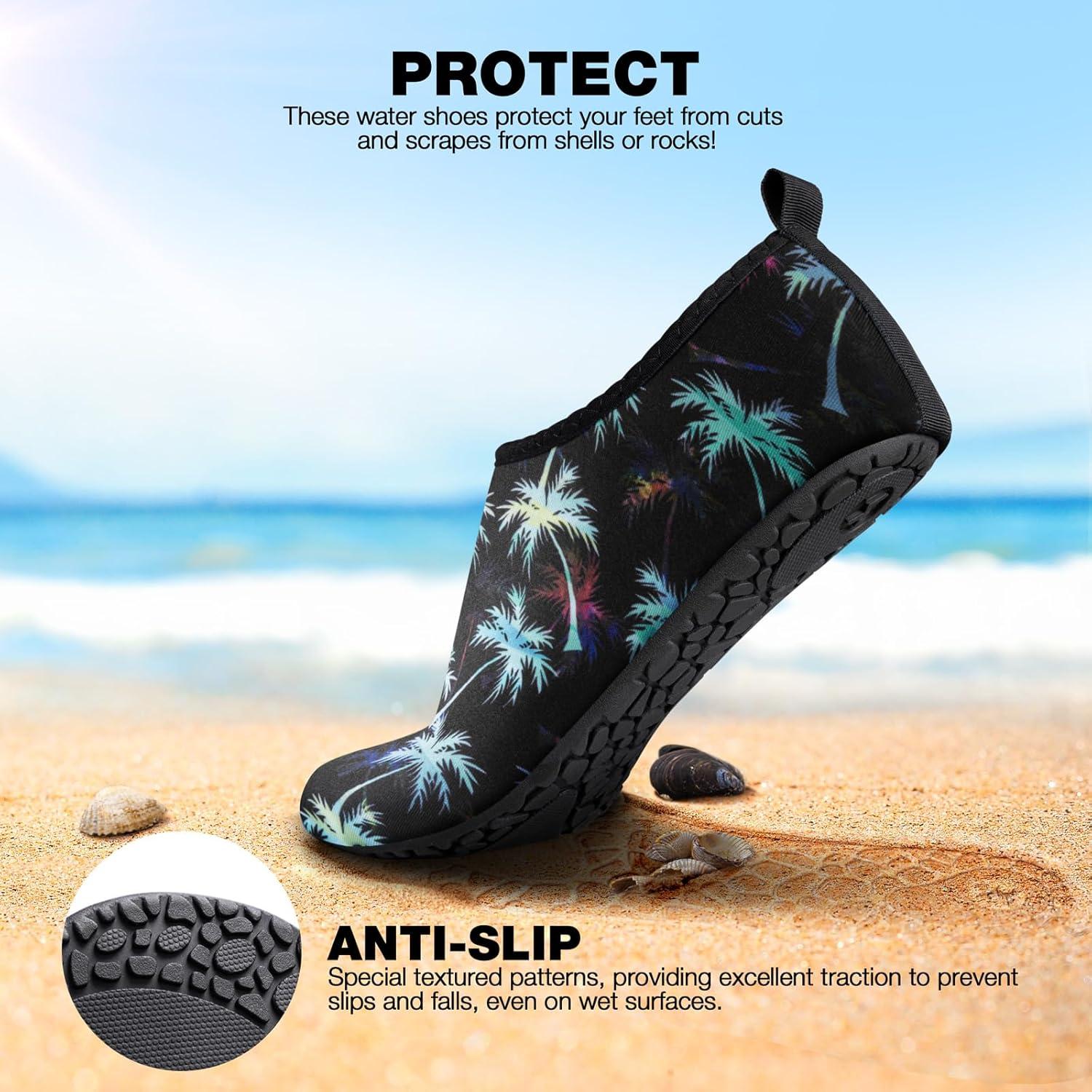 imageSIMARI Water Shoes Women Men Aqua Socks Beach Barefoot Quick Drying Aqua Aerobics Swim Pool Non Slip Outdoor Travel Essentials Surf River Lake Snorkeling Kayak Yoga Adult Youth2fcoconut Tree