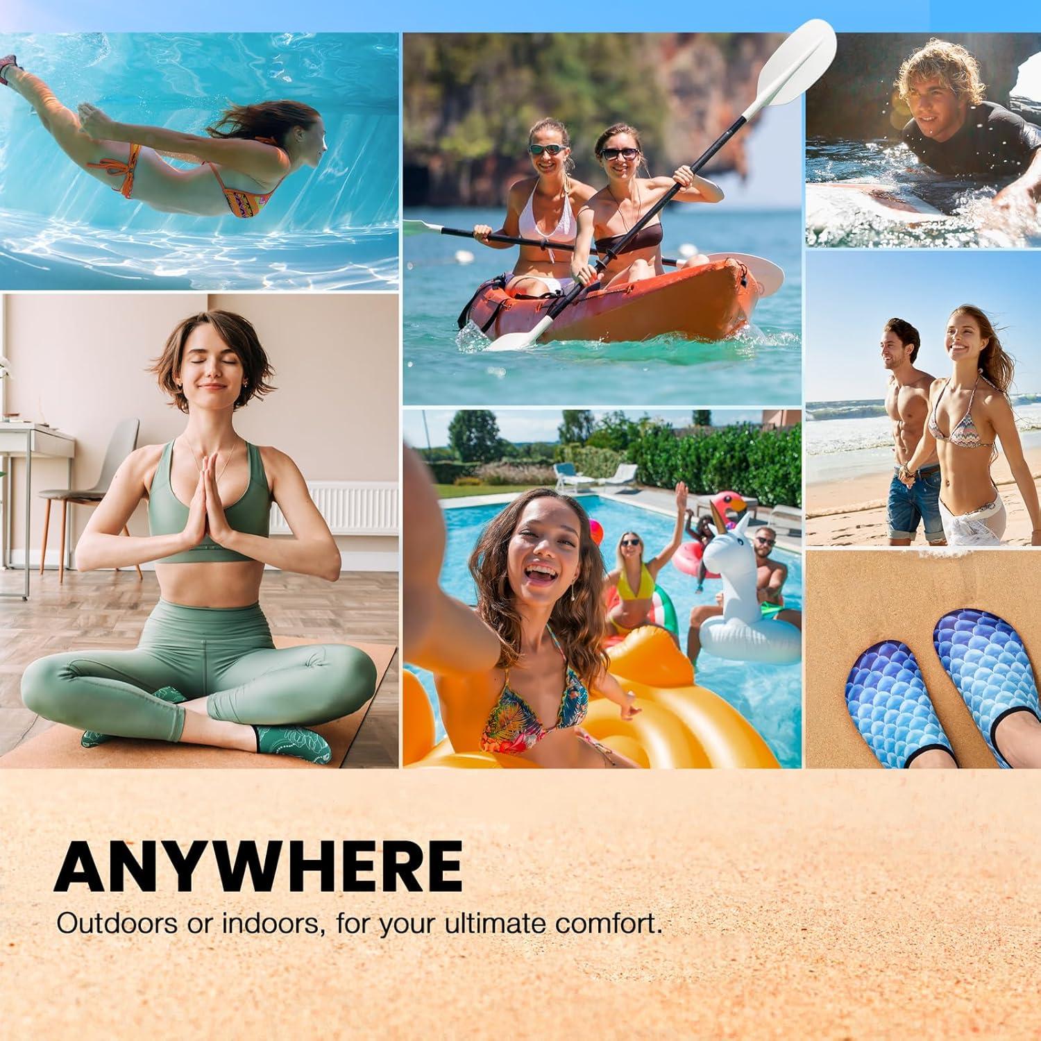 imageSIMARI Water Shoes Women Men Aqua Socks Beach Barefoot Quick Drying Aqua Aerobics Swim Pool Non Slip Outdoor Travel Essentials Surf River Lake Snorkeling Kayak Yoga Adult Youth2afern Leaf