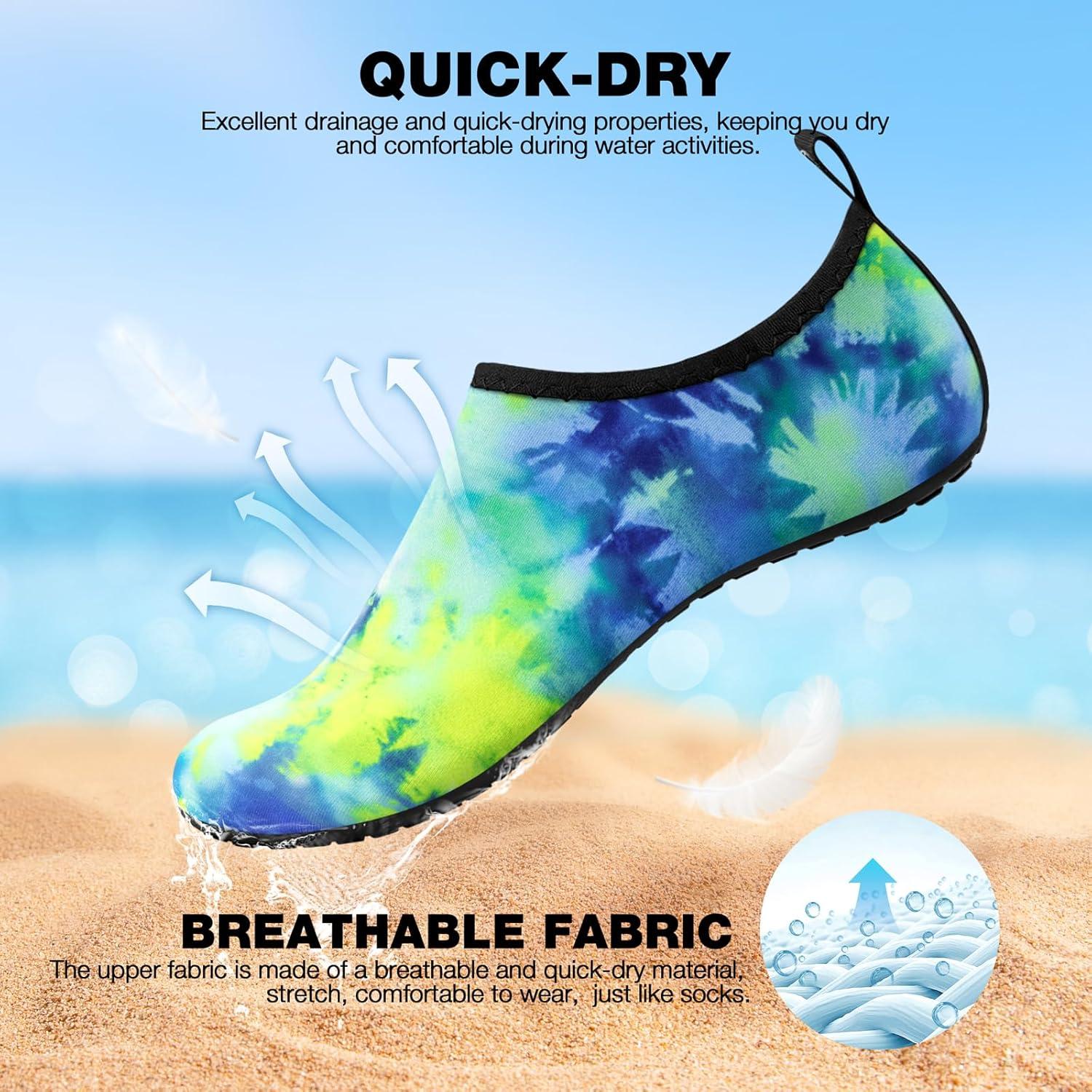 imageSIMARI Water Shoes Women Men Aqua Socks Beach Barefoot Quick Drying Aqua Aerobics Swim Pool Non Slip Outdoor Travel Essentials Surf River Lake Snorkeling Kayak Yoga Adult Youth2xtiedye