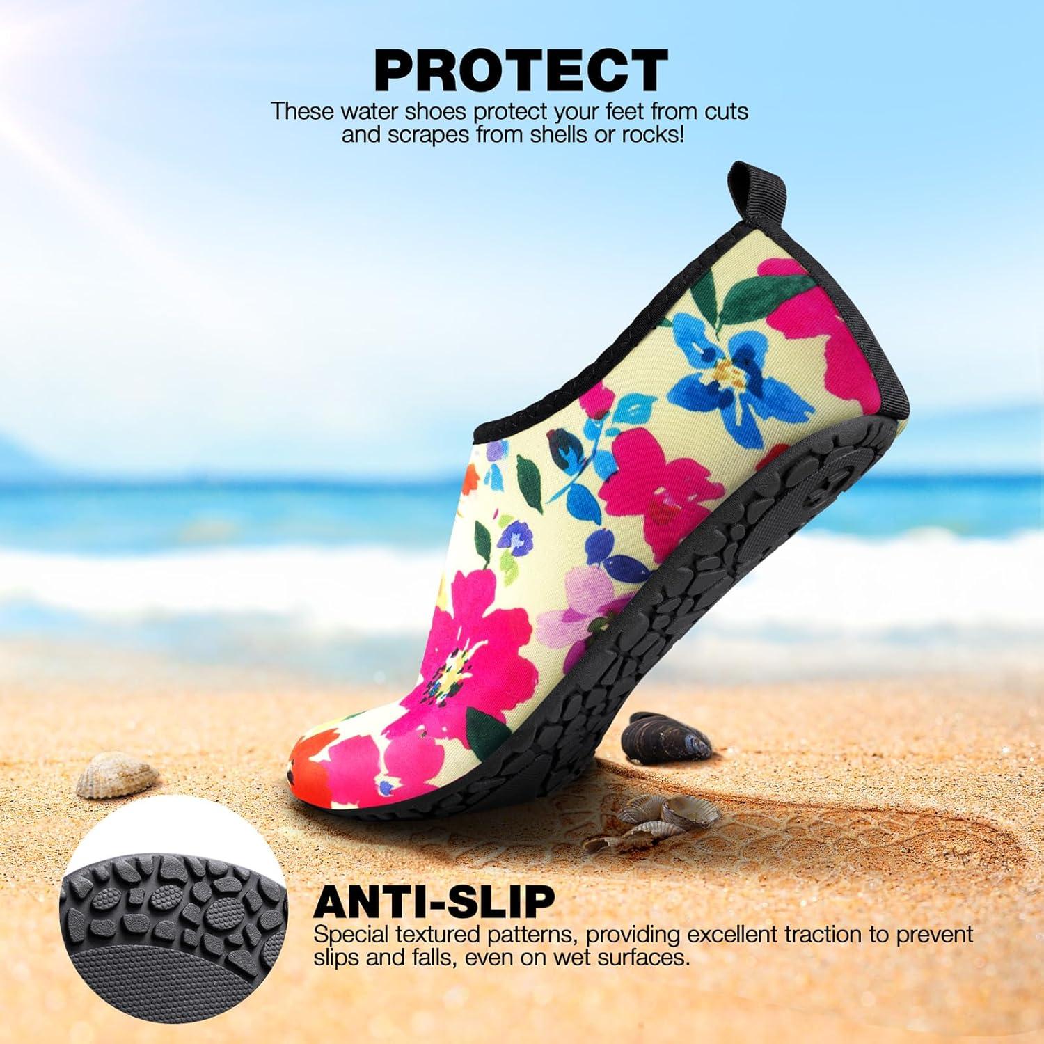 imageSIMARI Water Shoes Women Men Aqua Socks Beach Barefoot Quick Drying Aqua Aerobics Swim Pool Non Slip Outdoor Travel Essentials Surf River Lake Snorkeling Kayak Yoga Adult Youth2jfloral