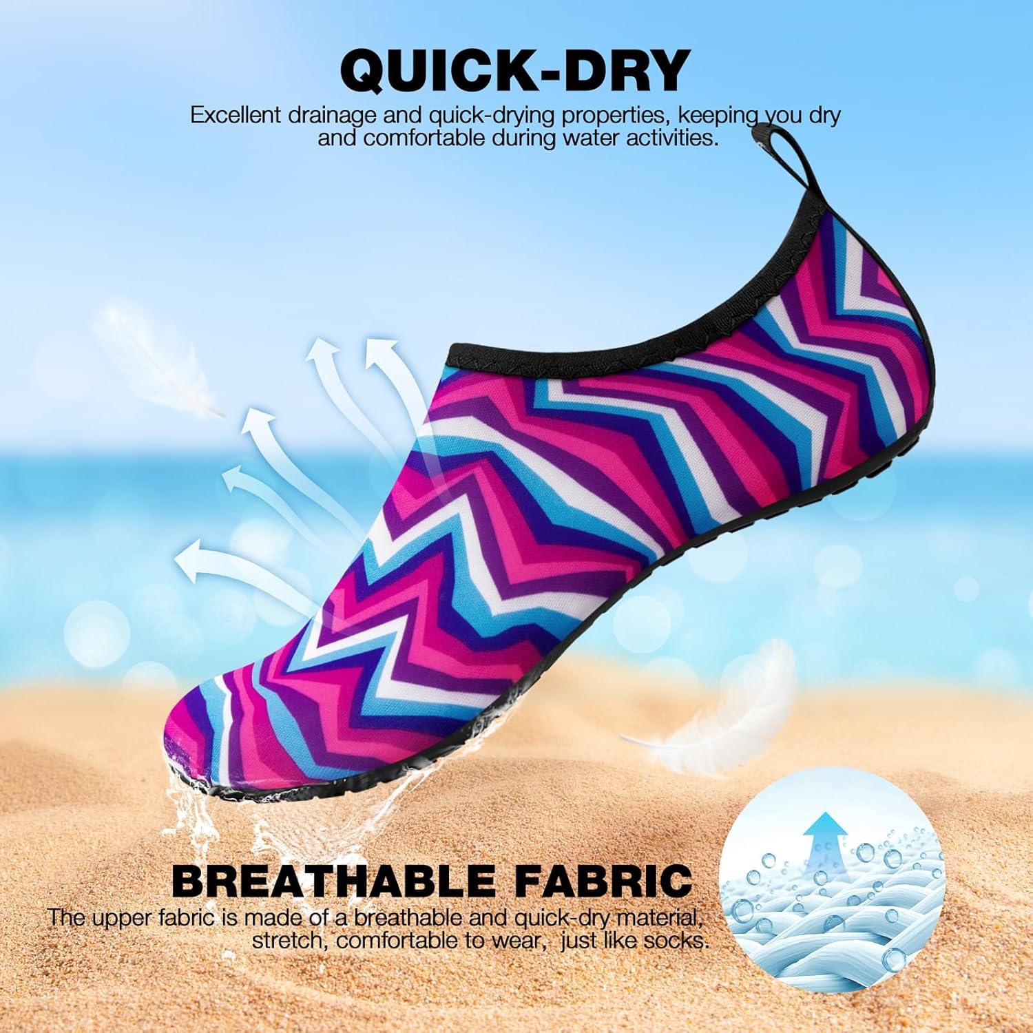 imageSIMARI Water Shoes Women Men Aqua Socks Beach Barefoot Quick Drying Aqua Aerobics Swim Pool Non Slip Outdoor Travel Essentials Surf River Lake Snorkeling Kayak Yoga Adult Youth2yrainbow Curve