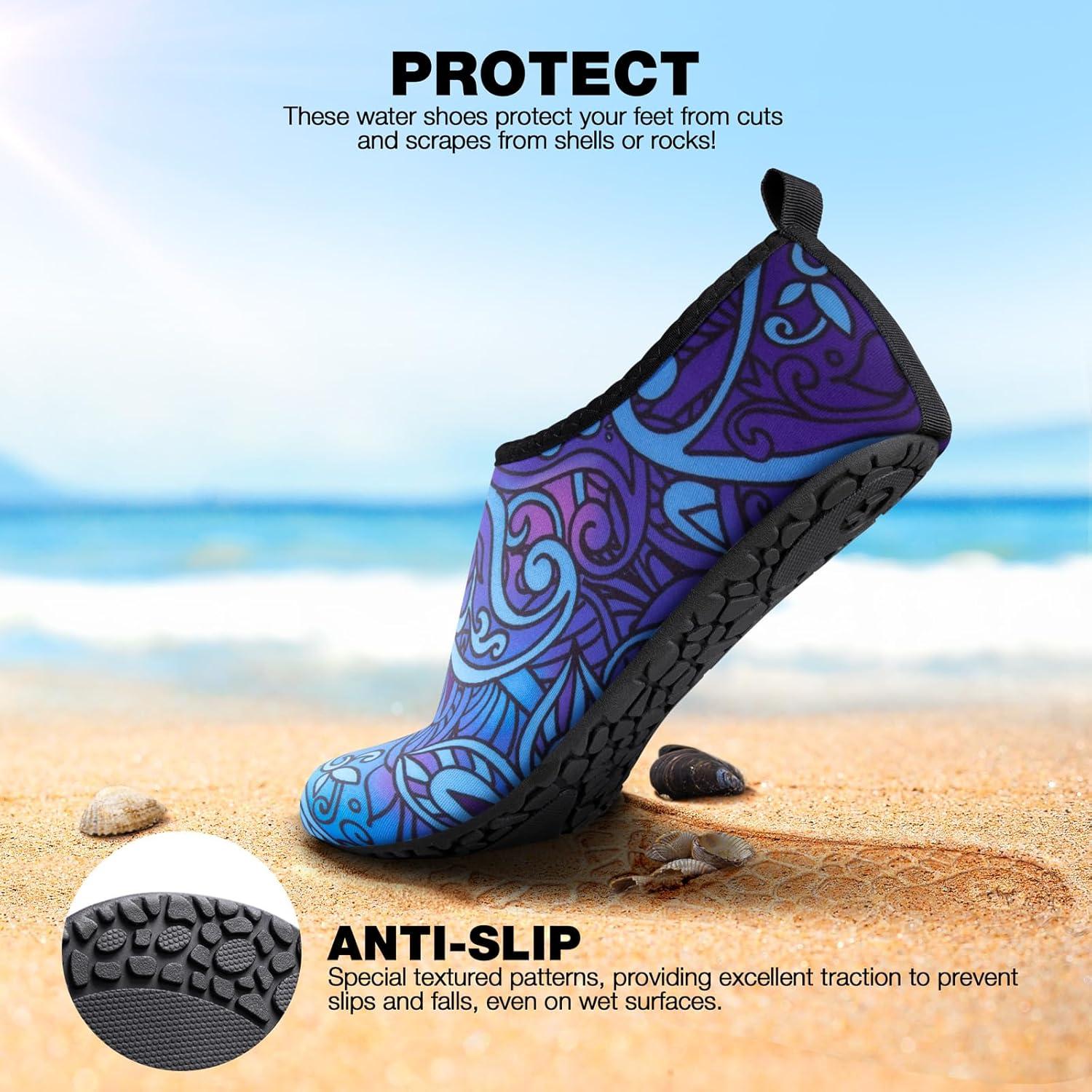 imageSIMARI Water Shoes Women Men Aqua Socks Beach Barefoot Quick Drying Aqua Aerobics Swim Pool Non Slip Outdoor Travel Essentials Surf River Lake Snorkeling Kayak Yoga Adult Youth2ppaisley