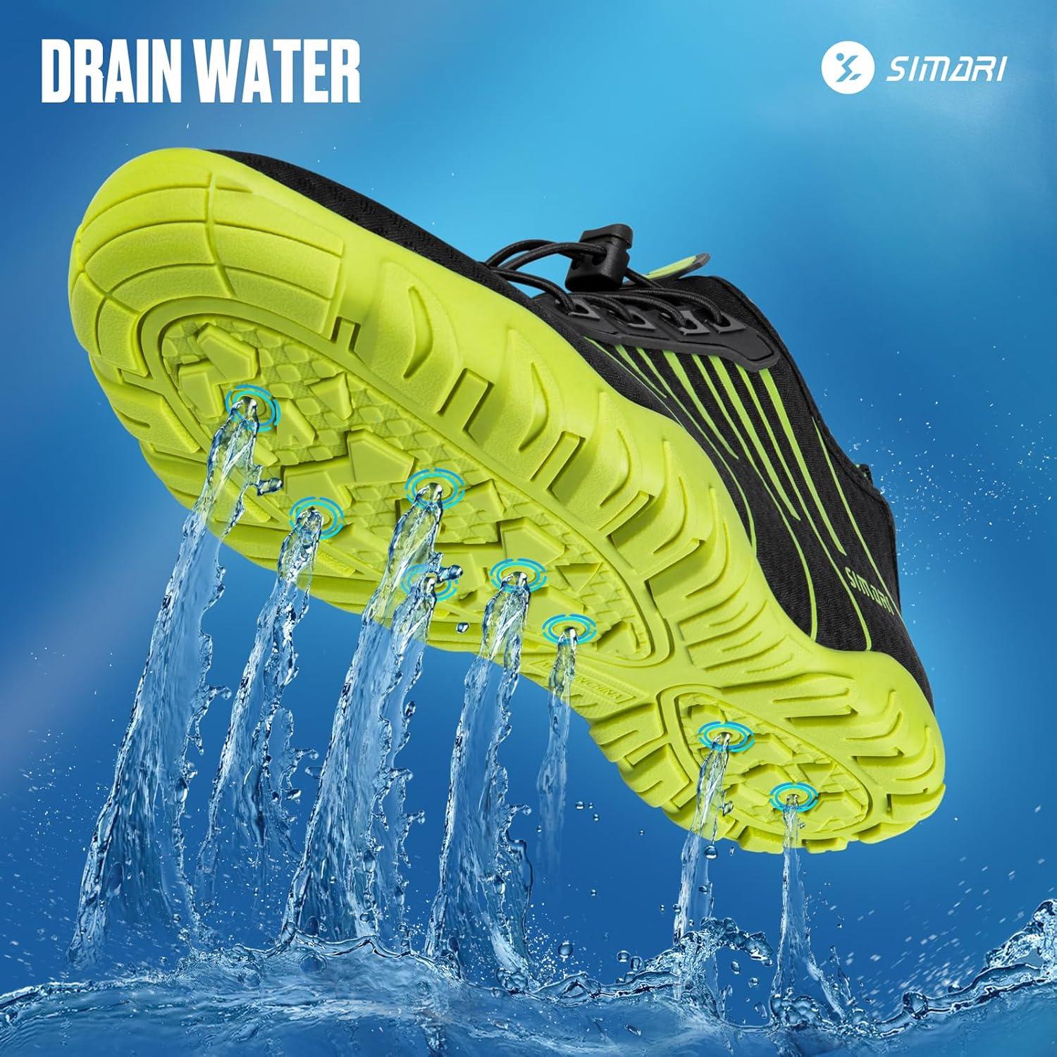 imageSIMARI Water Shoes for Women Men Barefoot QuickDry Aqua Socks Lightweight Swim Shoes for Surfing Swimming Beach Sports Kayaking Diving NonSlip Design1wblack Green