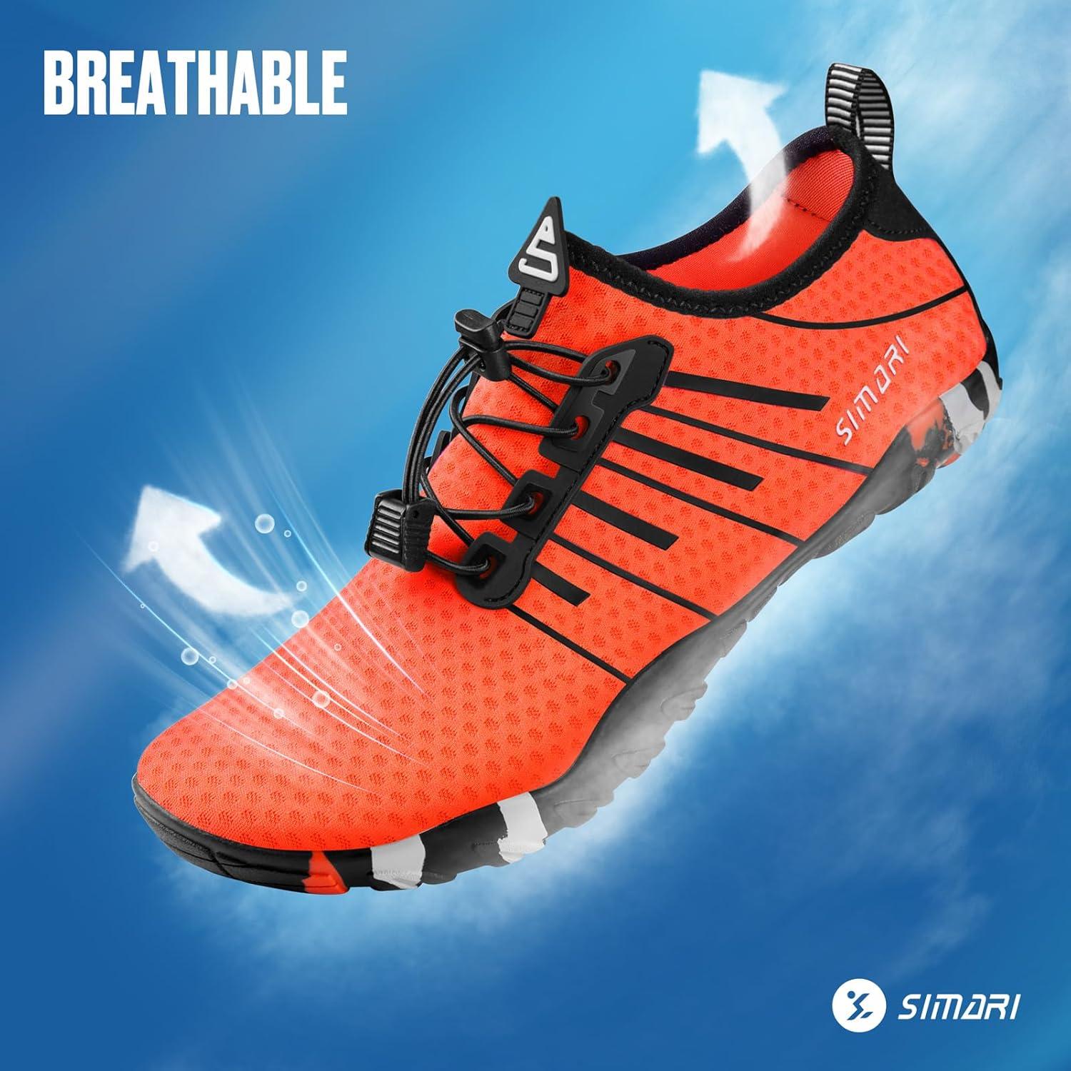imageSIMARI Water Shoes for Women Men Barefoot QuickDry Aqua Socks Lightweight Swim Shoes for Surfing Swimming Beach Sports Kayaking Diving NonSlip Design1sprint Orange
