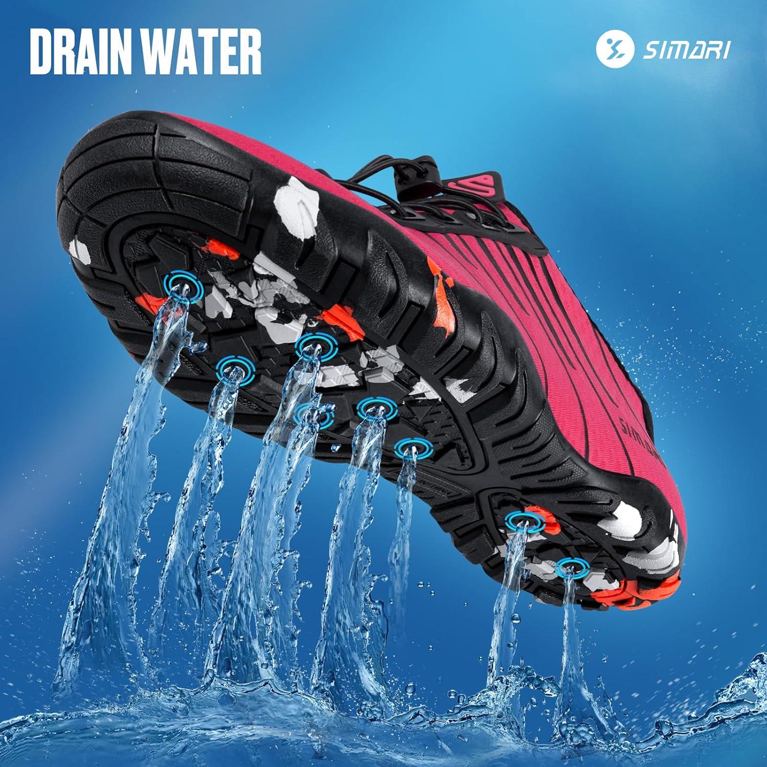 imageSIMARI Water Shoes for Women Men Barefoot QuickDry Aqua Socks Lightweight Swim Shoes for Surfing Swimming Beach Sports Kayaking Diving NonSlip Design1qprint Rose