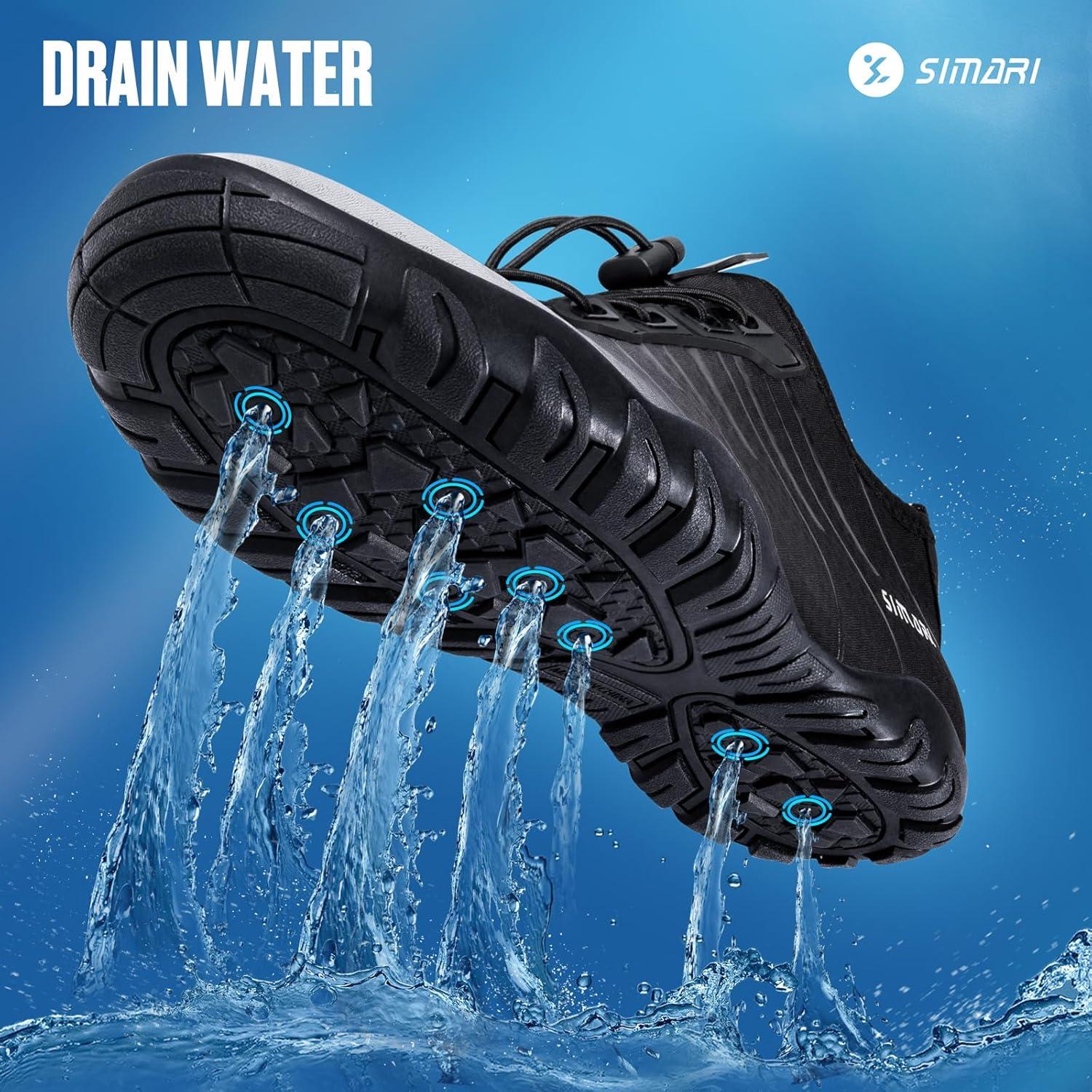 imageSIMARI Water Shoes for Women Men Barefoot QuickDry Aqua Socks Lightweight Swim Shoes for Surfing Swimming Beach Sports Kayaking Diving NonSlip Design1lgradient Black