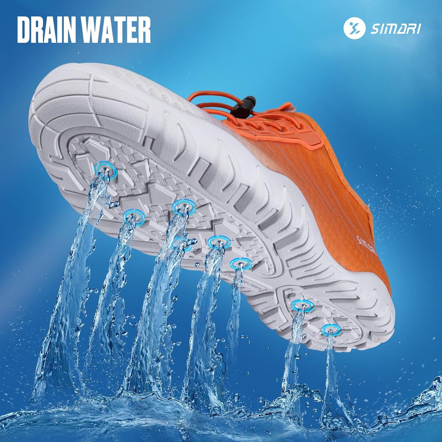 imageSIMARI Water Shoes for Women Men Barefoot QuickDry Aqua Socks Lightweight Swim Shoes for Surfing Swimming Beach Sports Kayaking Diving NonSlip Design1ngradient Orange