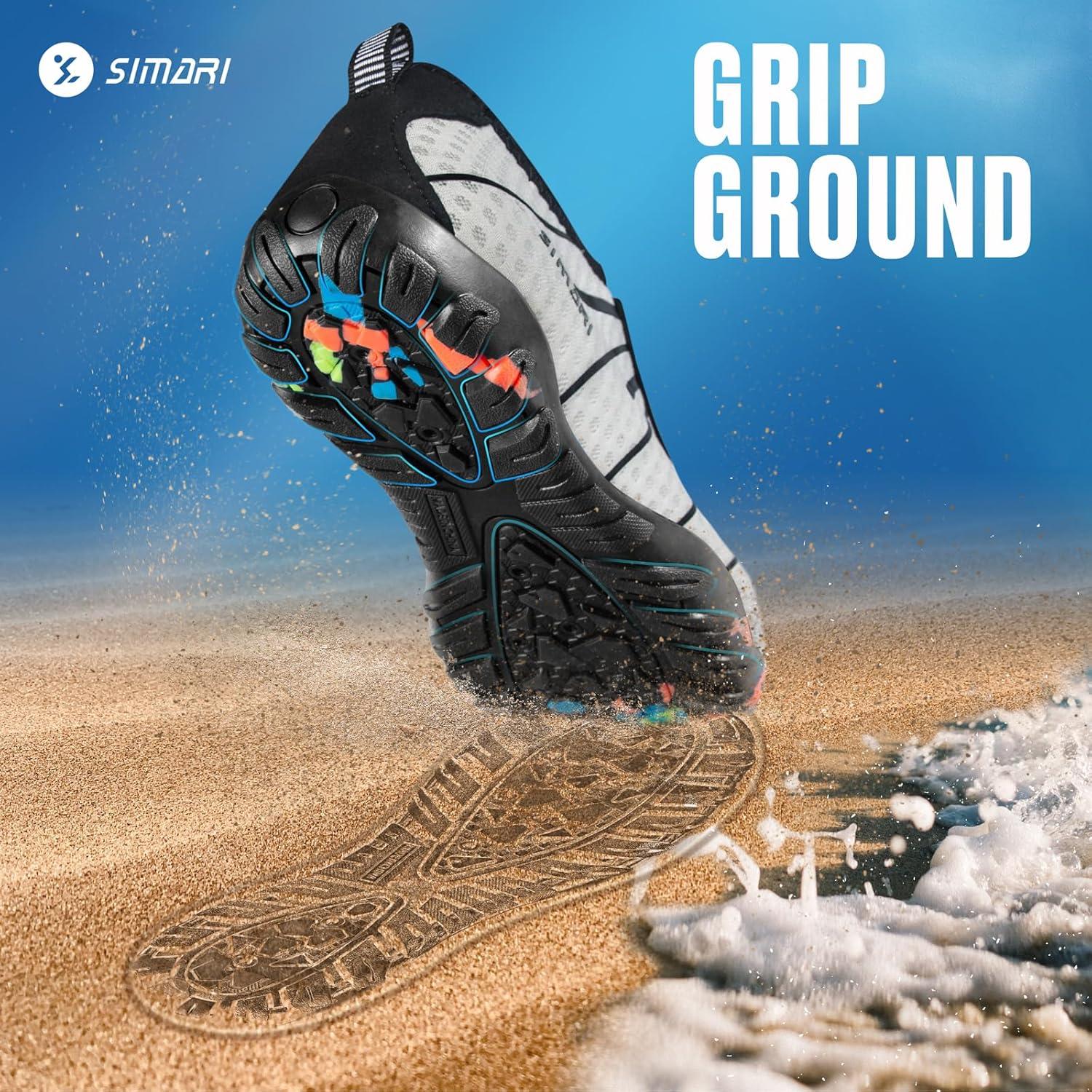 imageSIMARI Water Shoes for Women Men Barefoot QuickDry Aqua Socks Lightweight Swim Shoes for Surfing Swimming Beach Sports Kayaking Diving NonSlip Design1ewhite