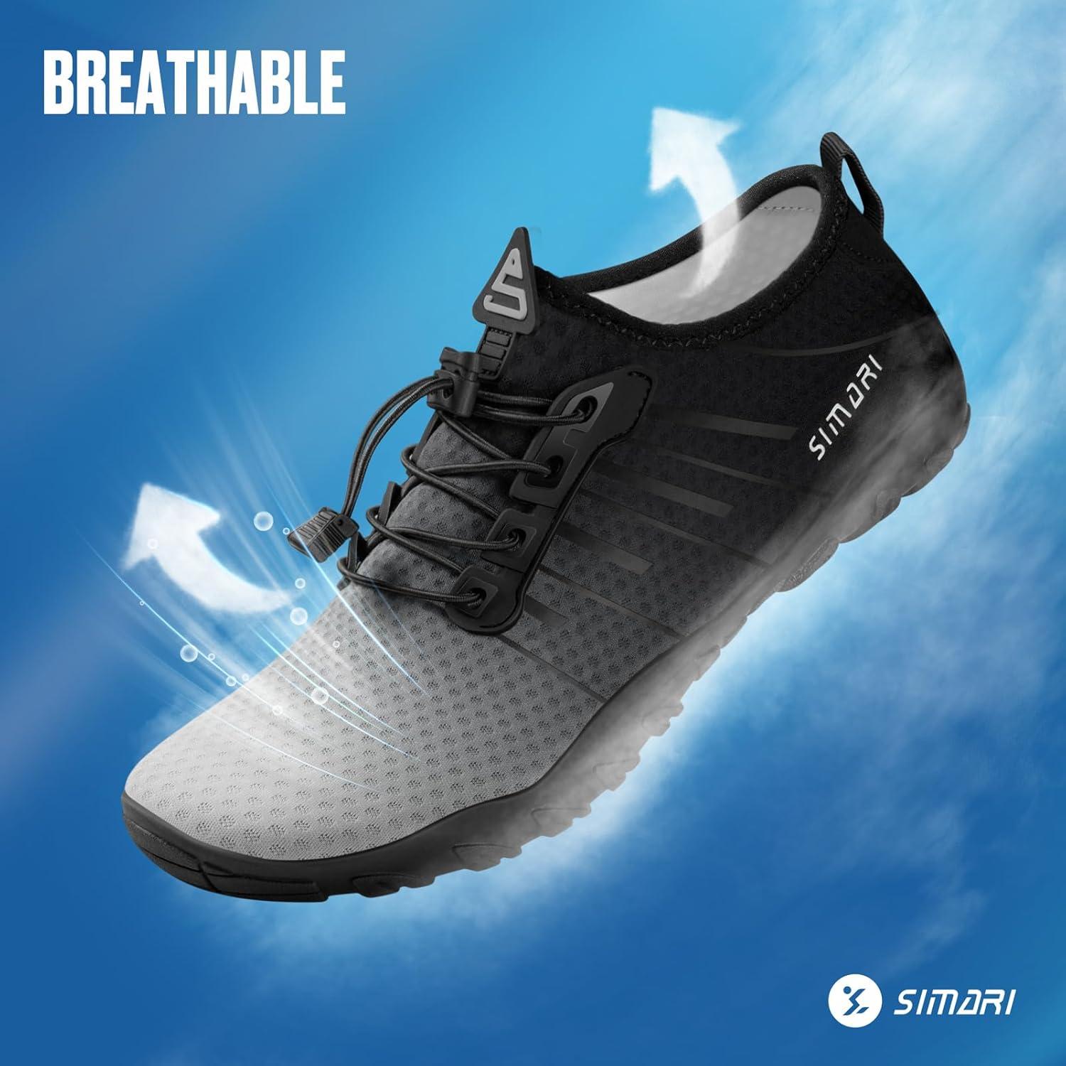 imageSIMARI Water Shoes for Women Men Barefoot QuickDry Aqua Socks Lightweight Swim Shoes for Surfing Swimming Beach Sports Kayaking Diving NonSlip Design1lgradient Black