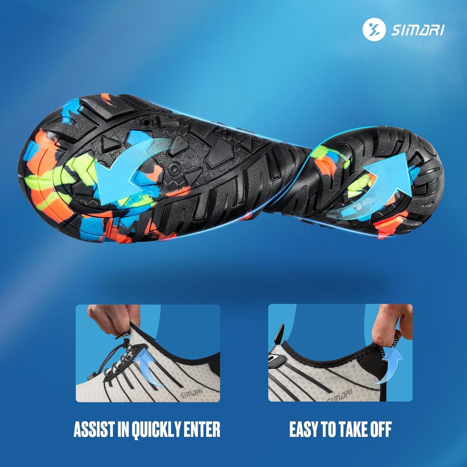 imageSIMARI Water Shoes for Women Men Barefoot QuickDry Aqua Socks Lightweight Swim Shoes for Surfing Swimming Beach Sports Kayaking Diving NonSlip Design1ewhite