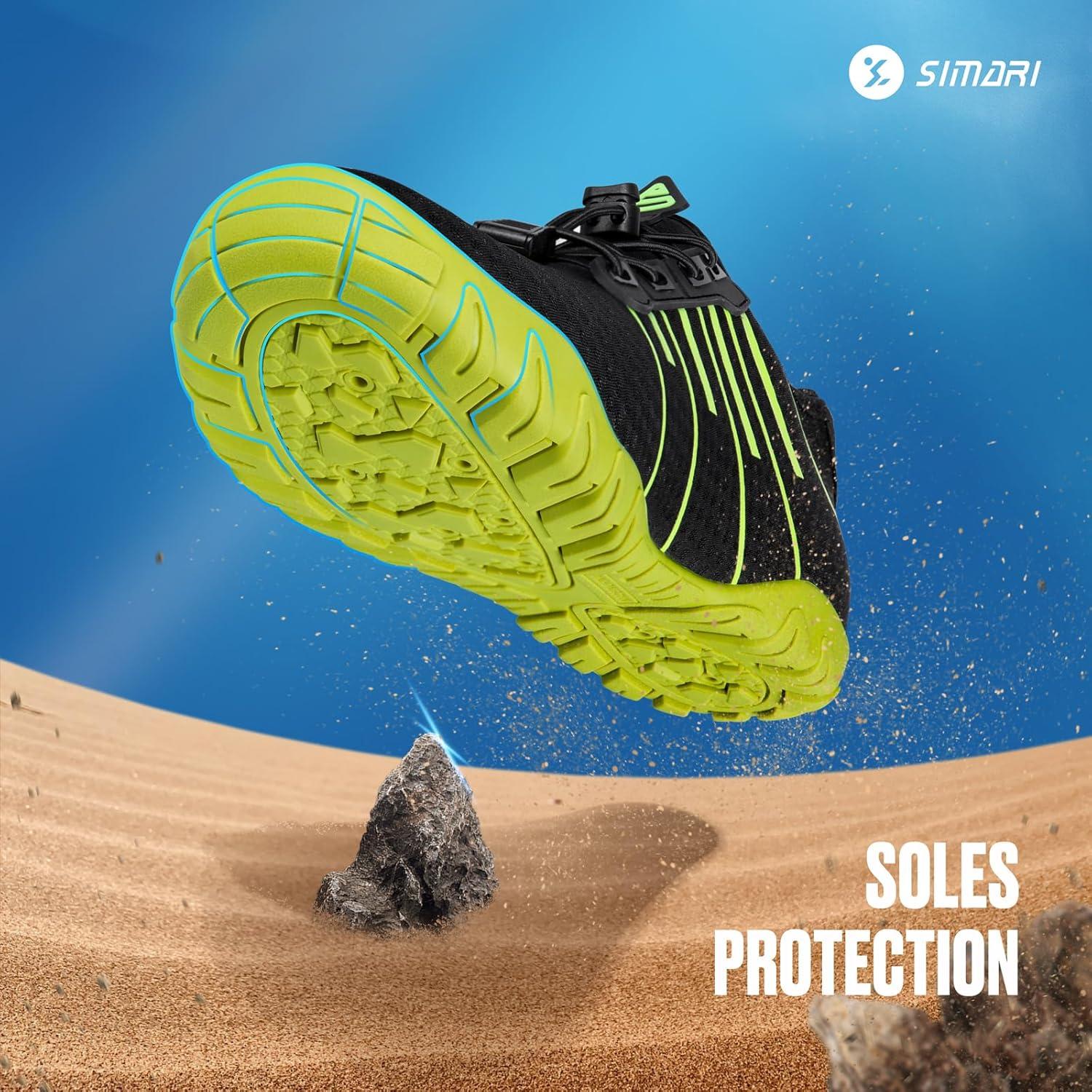 imageSIMARI Water Shoes for Women Men Barefoot QuickDry Aqua Socks Lightweight Swim Shoes for Surfing Swimming Beach Sports Kayaking Diving NonSlip Design1wblack Green