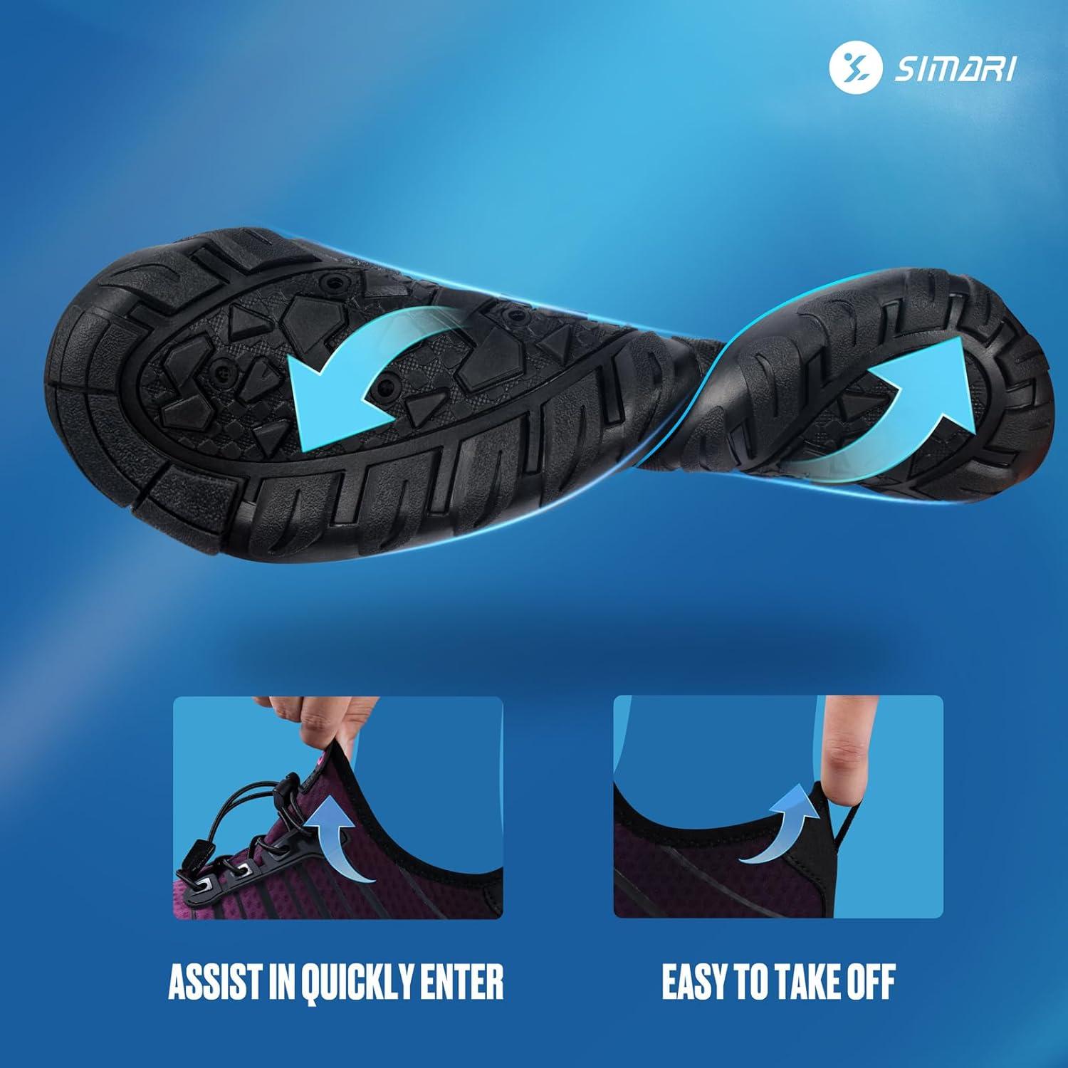 imageSIMARI Water Shoes for Women Men Barefoot QuickDry Aqua Socks Lightweight Swim Shoes for Surfing Swimming Beach Sports Kayaking Diving NonSlip Design1kgradient Purple