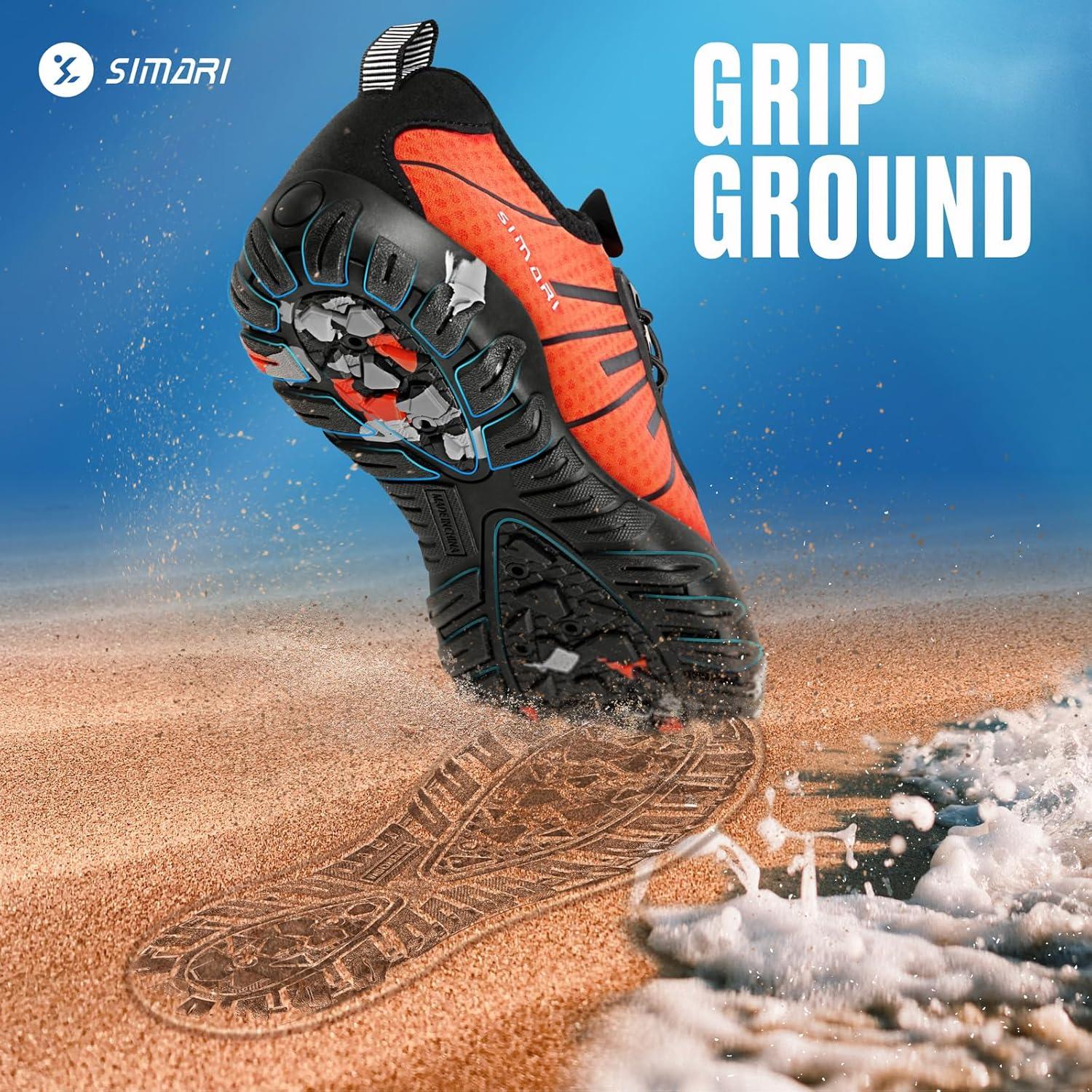 imageSIMARI Water Shoes for Women Men Barefoot QuickDry Aqua Socks Lightweight Swim Shoes for Surfing Swimming Beach Sports Kayaking Diving NonSlip Design1sprint Orange