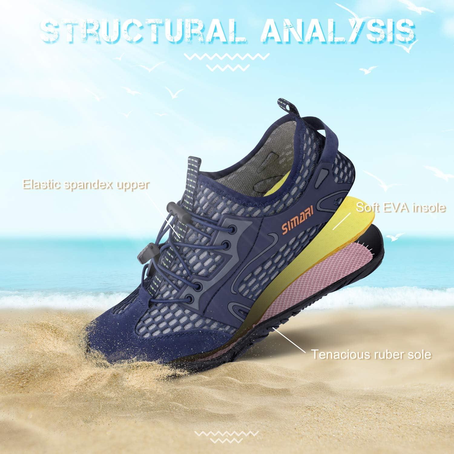 imageSIMARI Water Shoes for Women Men Barefoot QuickDry Aqua Socks Lightweight Swim Shoes for Surfing Swimming Beach Sports Kayaking Diving NonSlip DesignA Blue