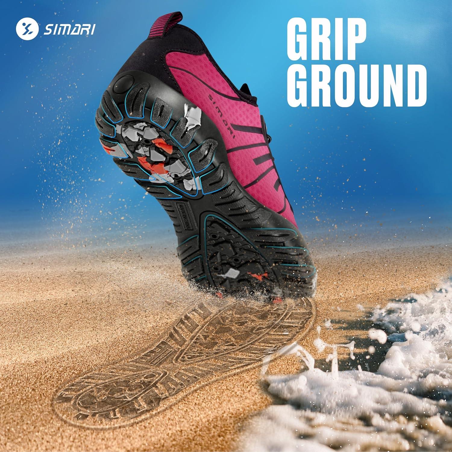 imageSIMARI Water Shoes for Women Men Barefoot QuickDry Aqua Socks Lightweight Swim Shoes for Surfing Swimming Beach Sports Kayaking Diving NonSlip Design1qprint Rose