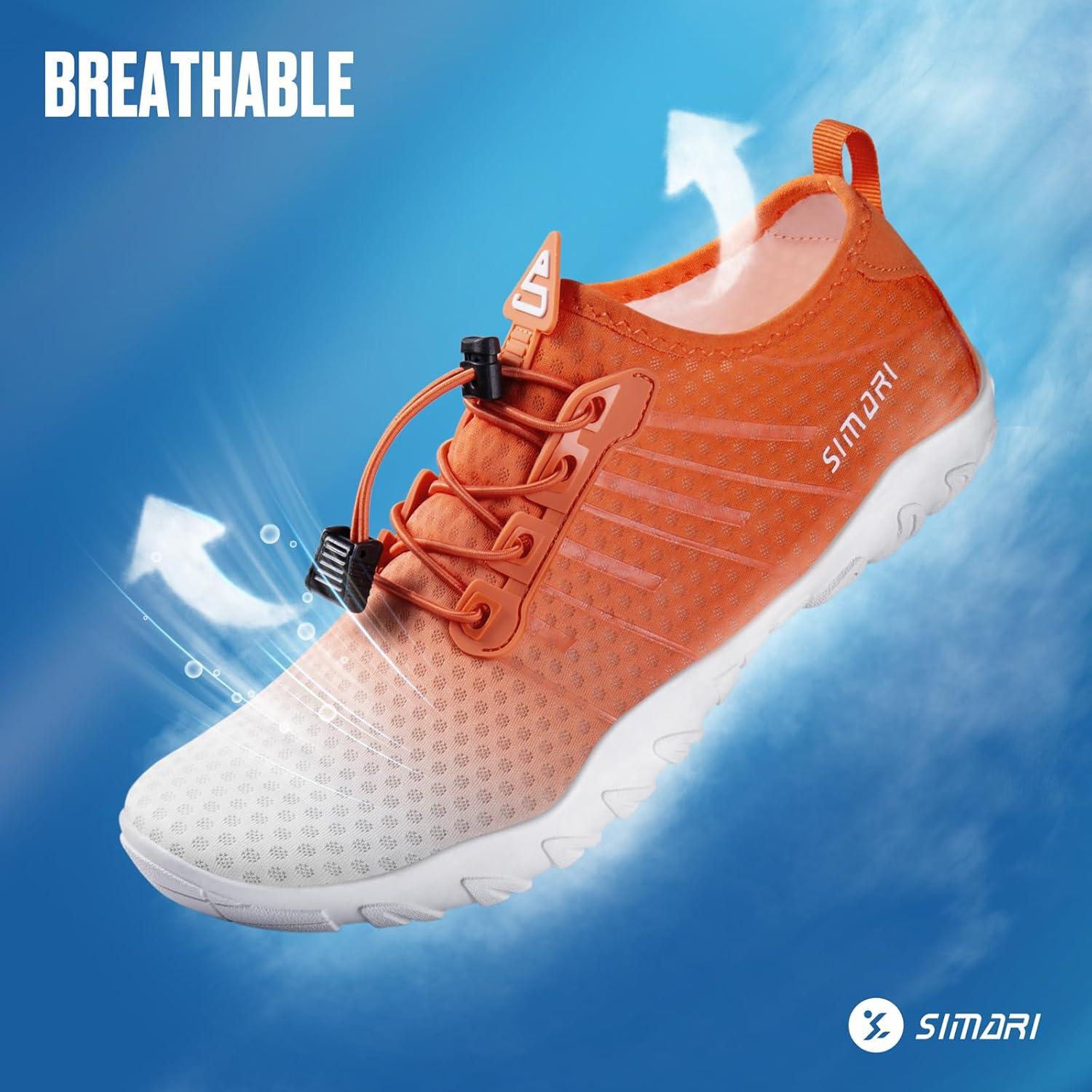 imageSIMARI Water Shoes for Women Men Barefoot QuickDry Aqua Socks Lightweight Swim Shoes for Surfing Swimming Beach Sports Kayaking Diving NonSlip Design1ngradient Orange
