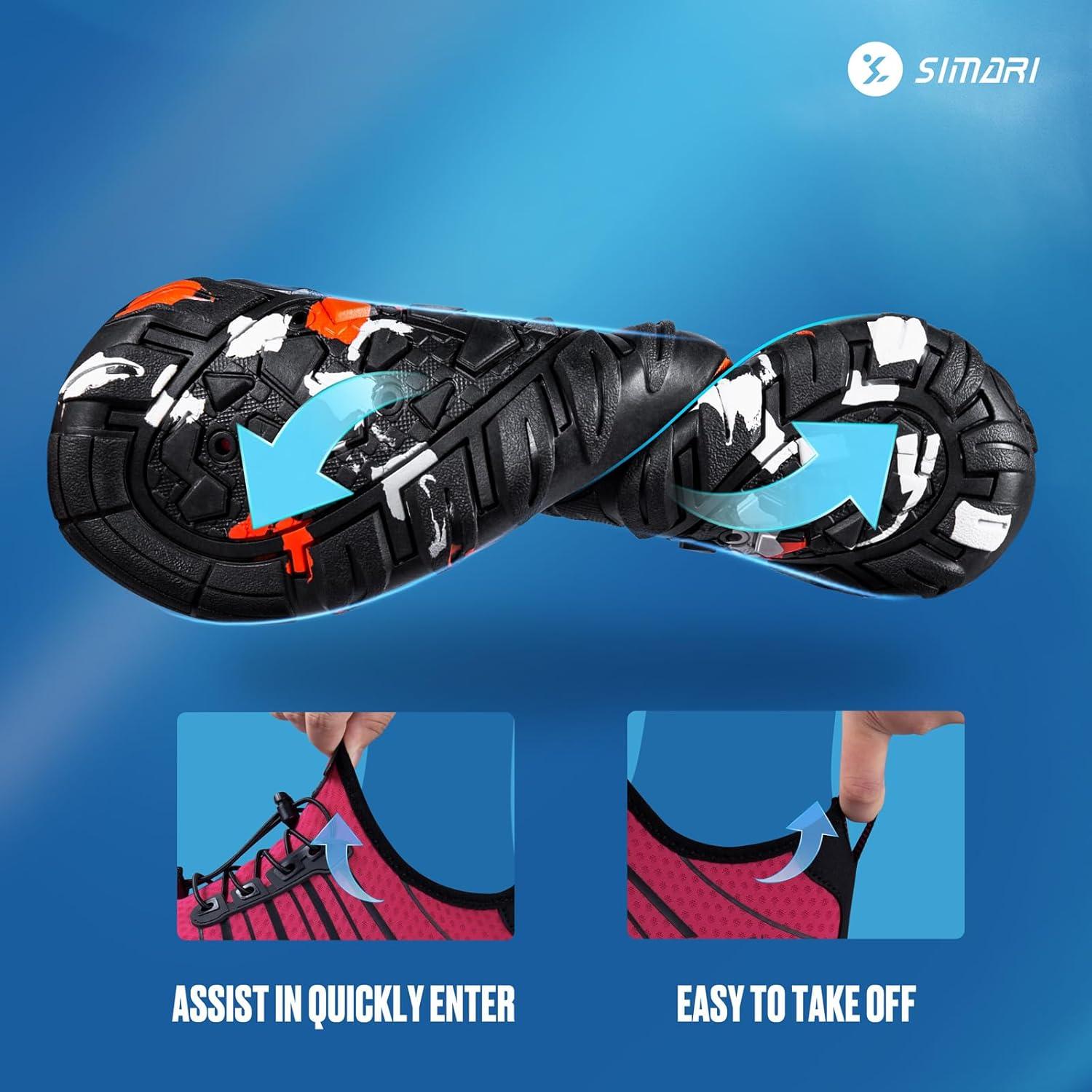 imageSIMARI Water Shoes for Women Men Barefoot QuickDry Aqua Socks Lightweight Swim Shoes for Surfing Swimming Beach Sports Kayaking Diving NonSlip Design1qprint Rose