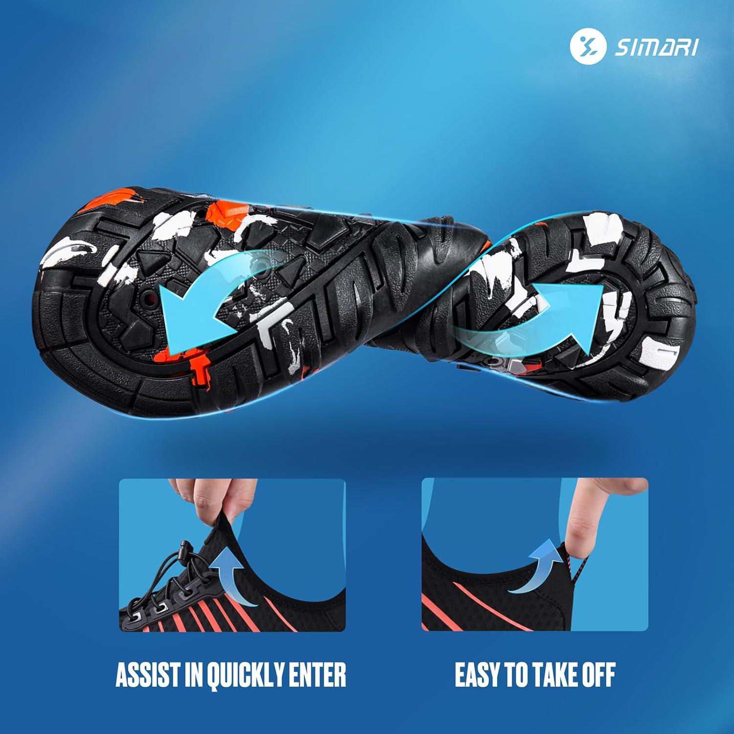 imageSIMARI Water Shoes for Women Men Barefoot QuickDry Aqua Socks Lightweight Swim Shoes for Surfing Swimming Beach Sports Kayaking Diving NonSlip Design1rblack Rose