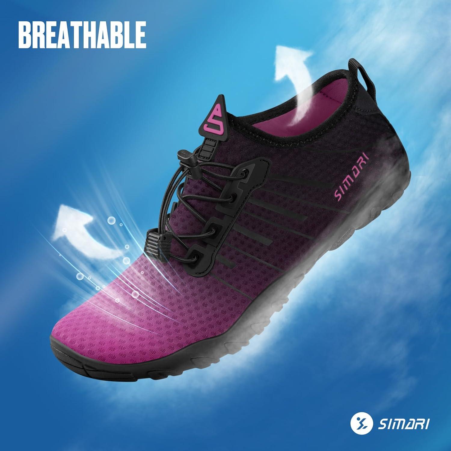 imageSIMARI Water Shoes for Women Men Barefoot QuickDry Aqua Socks Lightweight Swim Shoes for Surfing Swimming Beach Sports Kayaking Diving NonSlip Design1kgradient Purple