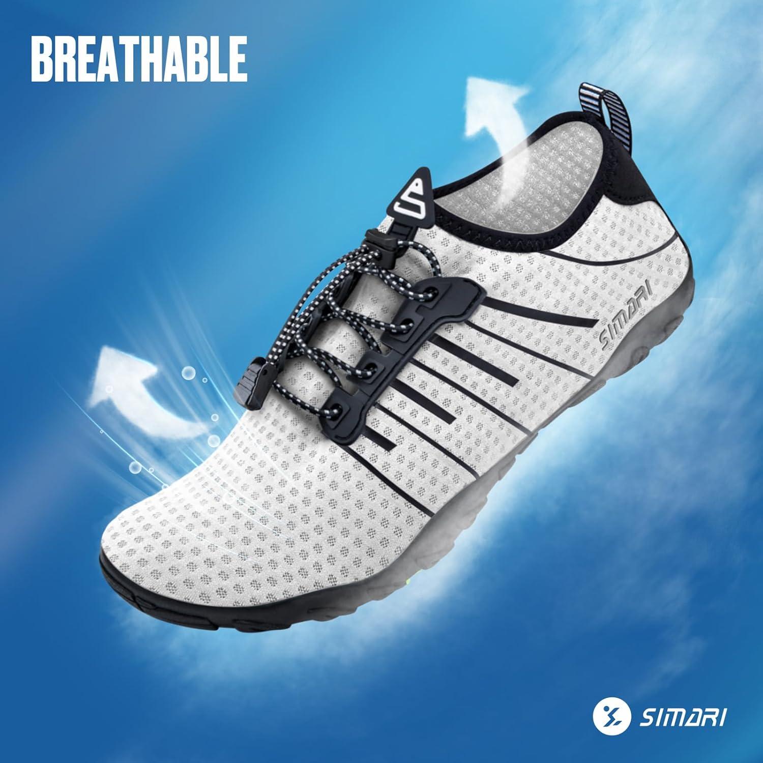 imageSIMARI Water Shoes for Women Men Barefoot QuickDry Aqua Socks Lightweight Swim Shoes for Surfing Swimming Beach Sports Kayaking Diving NonSlip Design1ewhite