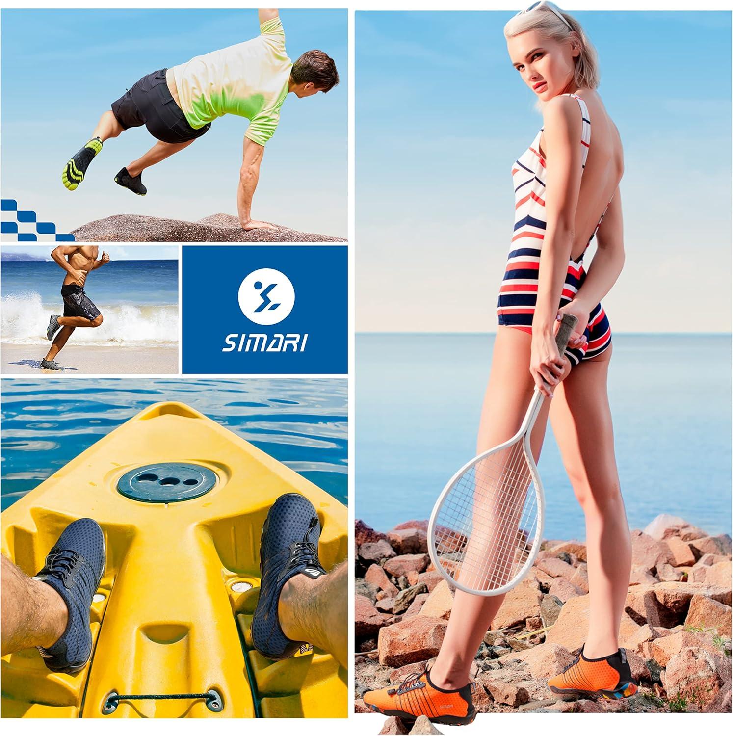 imageSIMARI Water Shoes for Women Men Barefoot QuickDry Aqua Socks Lightweight Swim Shoes for Surfing Swimming Beach Sports Kayaking Diving NonSlip Design1lgradient Black