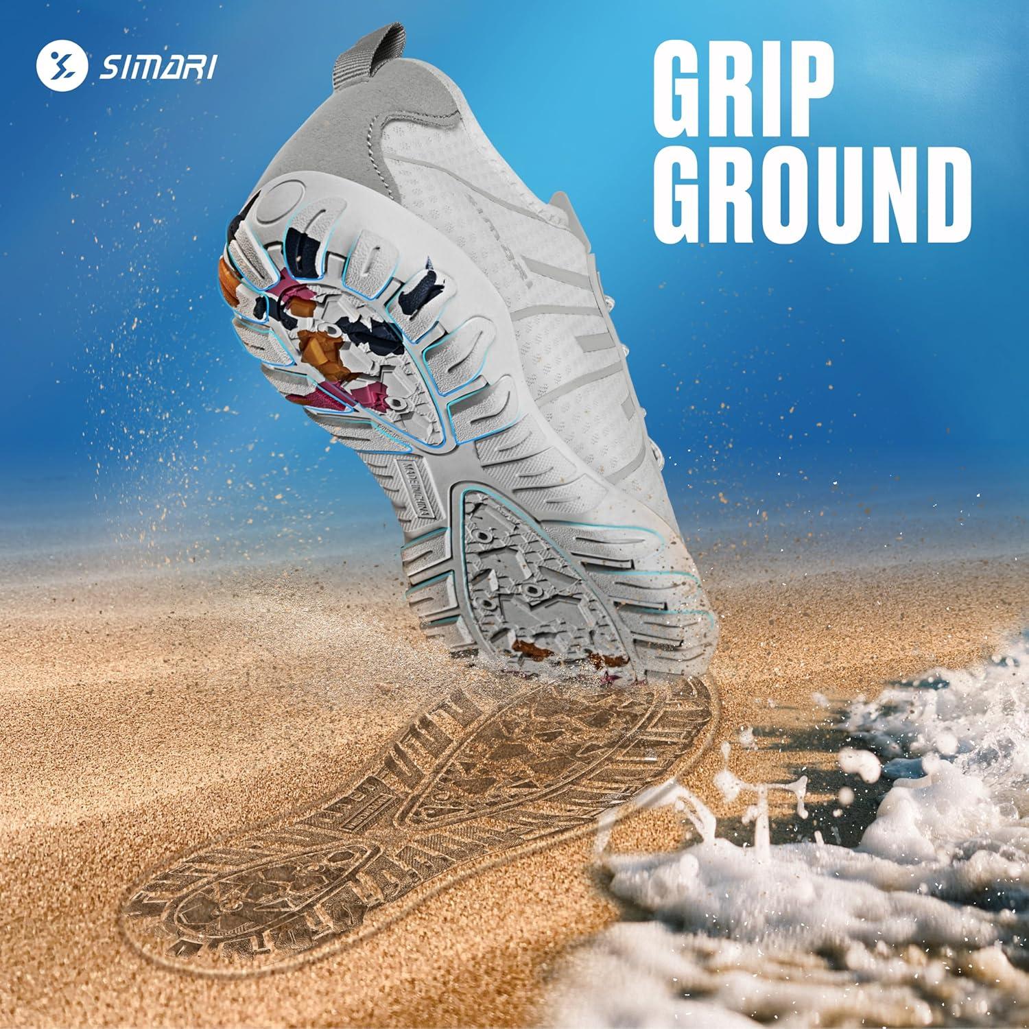 imageSIMARI Water Shoes for Women Men Barefoot QuickDry Aqua Socks Lightweight Swim Shoes for Surfing Swimming Beach Sports Kayaking Diving NonSlip Design1uprint White