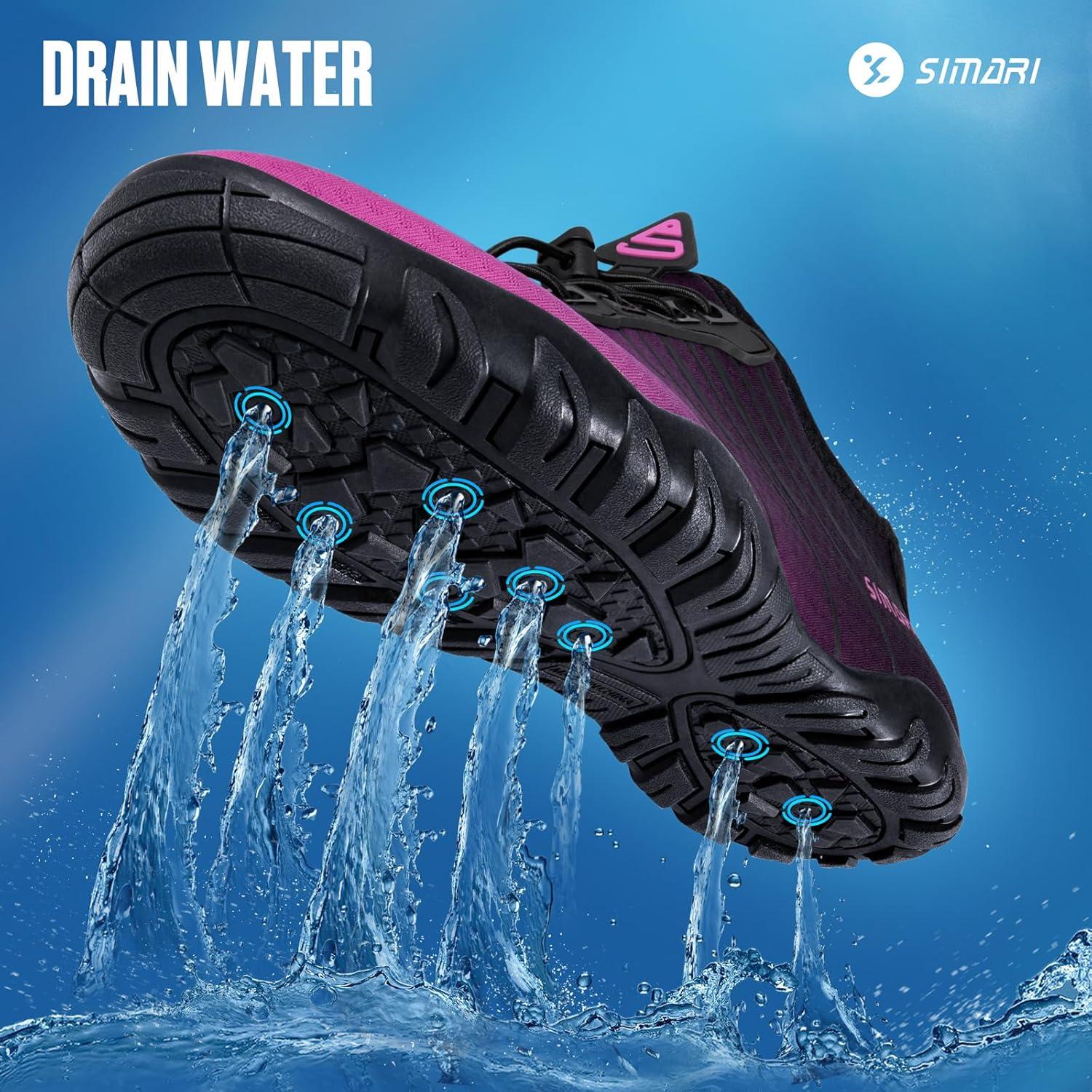 imageSIMARI Water Shoes for Women Men Barefoot QuickDry Aqua Socks Lightweight Swim Shoes for Surfing Swimming Beach Sports Kayaking Diving NonSlip Design1kgradient Purple