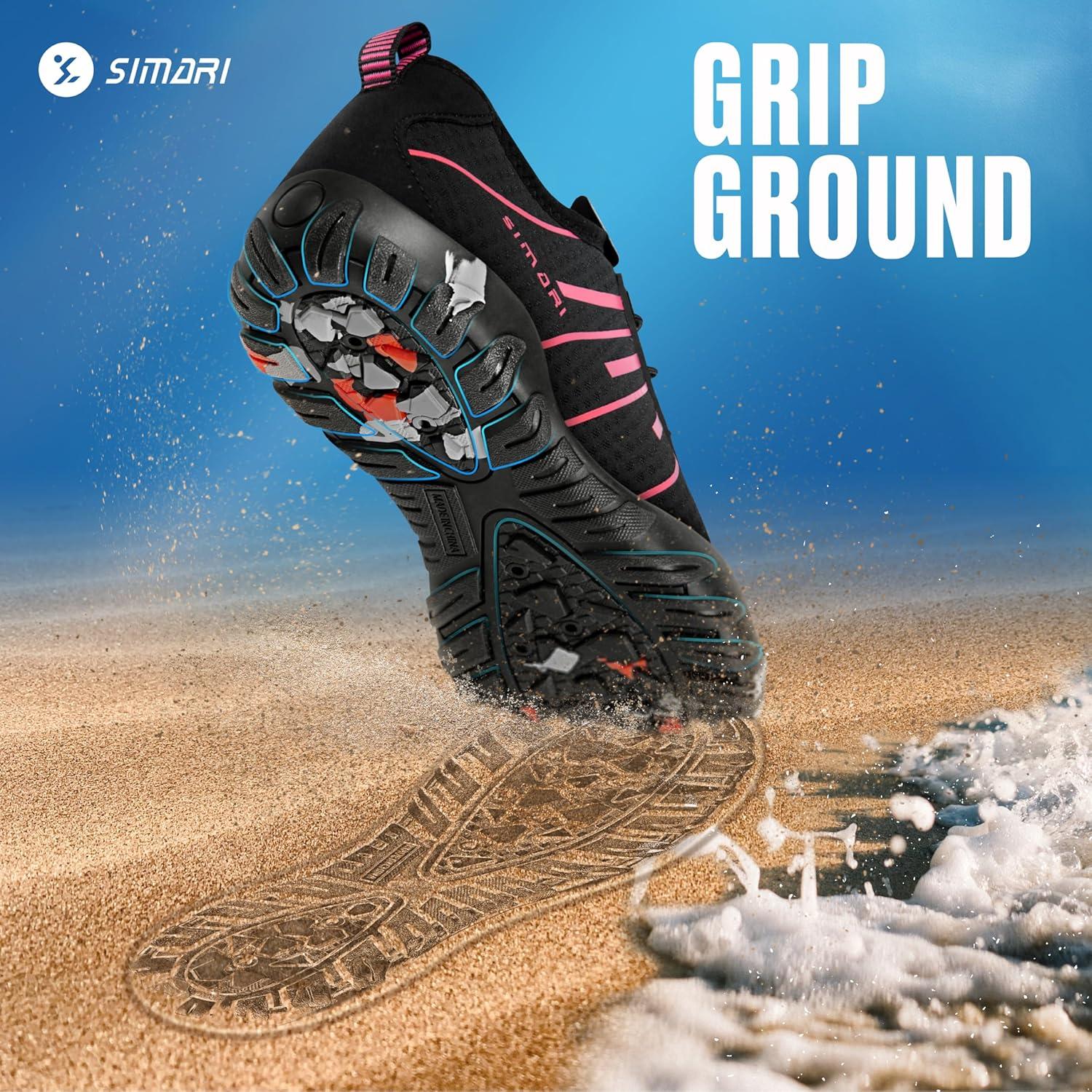 imageSIMARI Water Shoes for Women Men Barefoot QuickDry Aqua Socks Lightweight Swim Shoes for Surfing Swimming Beach Sports Kayaking Diving NonSlip Design1rblack Rose