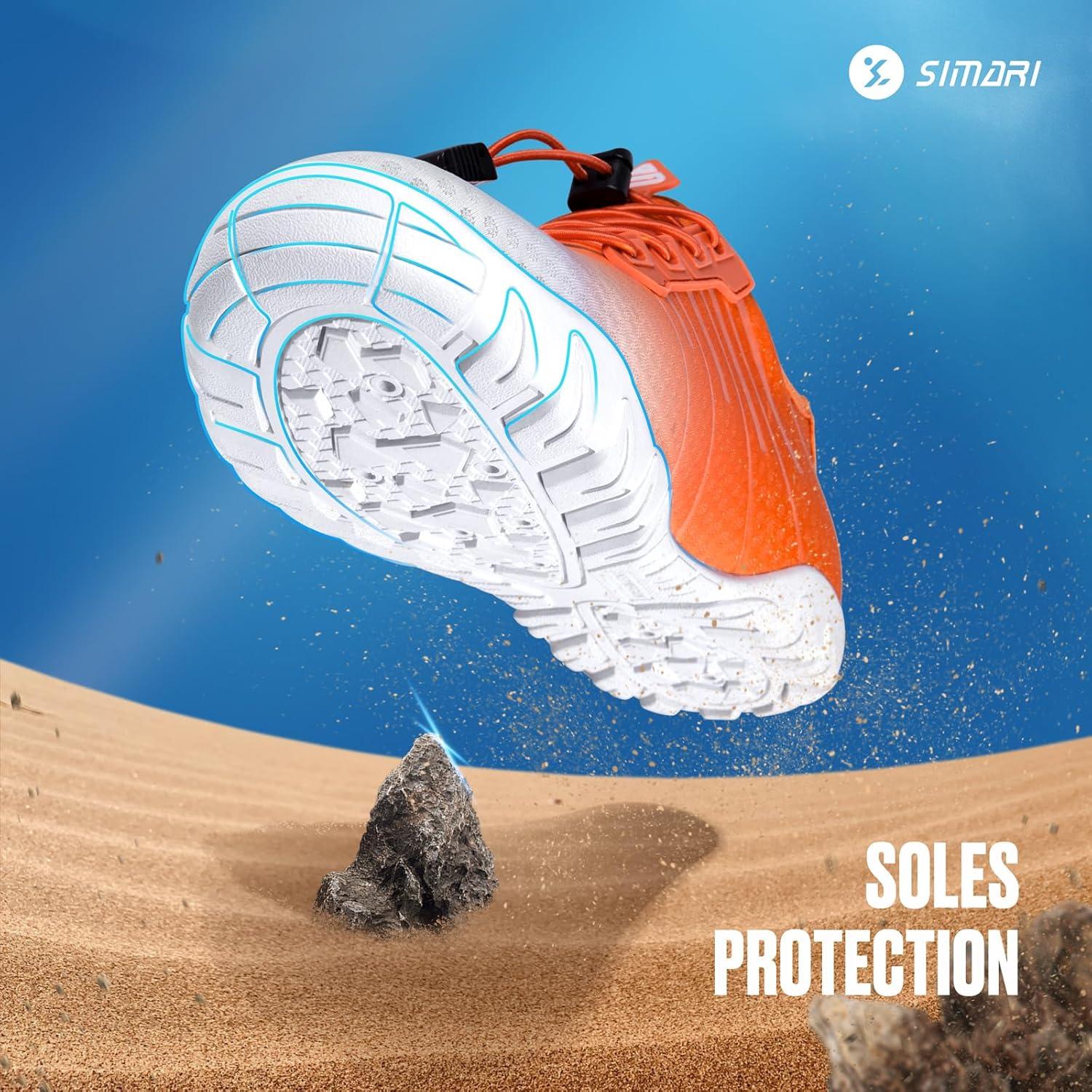 imageSIMARI Water Shoes for Women Men Barefoot QuickDry Aqua Socks Lightweight Swim Shoes for Surfing Swimming Beach Sports Kayaking Diving NonSlip Design1ngradient Orange