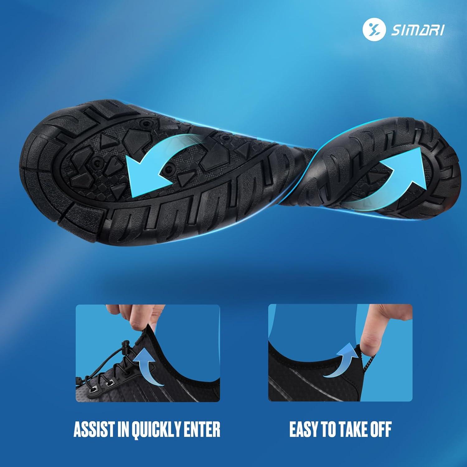 imageSIMARI Water Shoes for Women Men Barefoot QuickDry Aqua Socks Lightweight Swim Shoes for Surfing Swimming Beach Sports Kayaking Diving NonSlip Design1lgradient Black