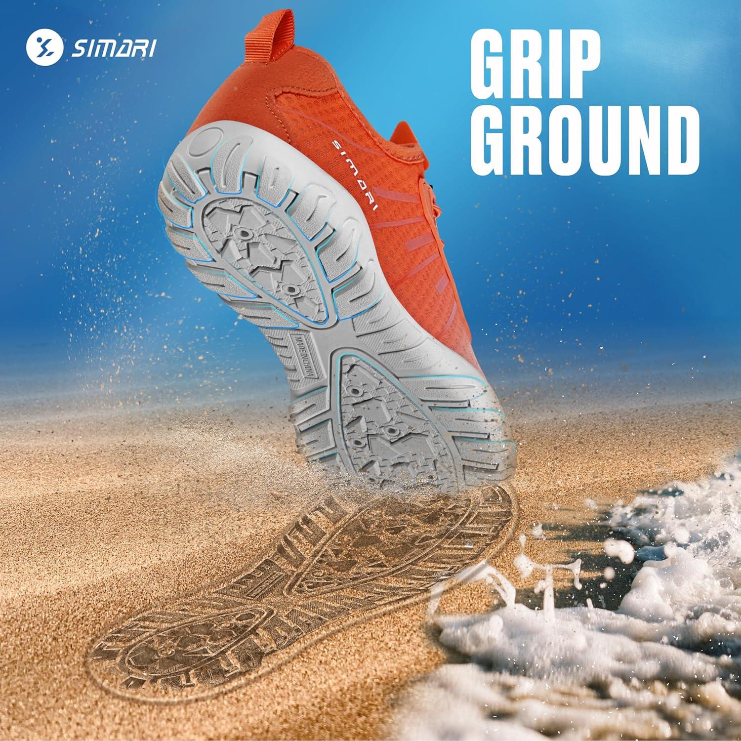 imageSIMARI Water Shoes for Women Men Barefoot QuickDry Aqua Socks Lightweight Swim Shoes for Surfing Swimming Beach Sports Kayaking Diving NonSlip Design1ngradient Orange