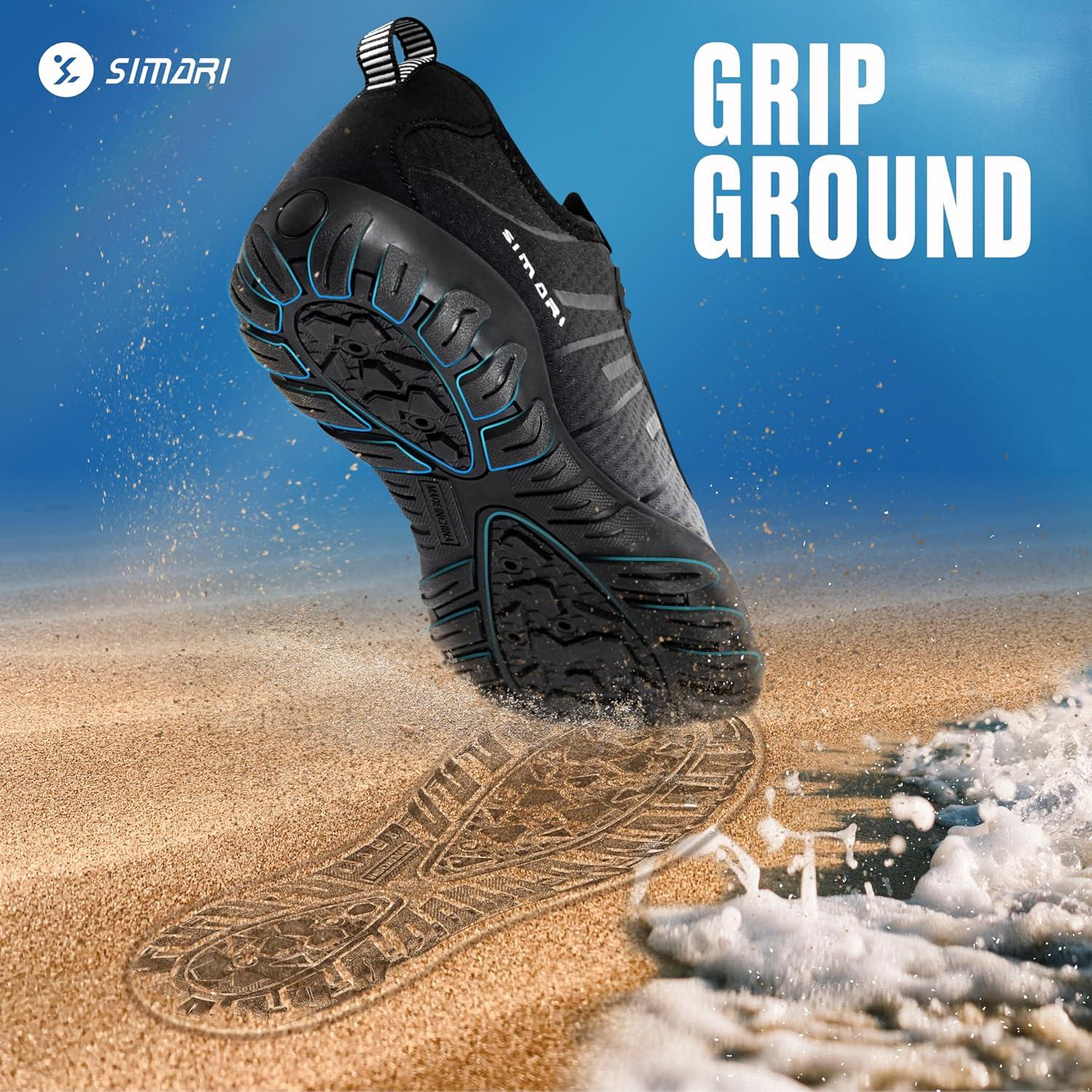 imageSIMARI Water Shoes for Women Men Barefoot QuickDry Aqua Socks Lightweight Swim Shoes for Surfing Swimming Beach Sports Kayaking Diving NonSlip Design1lgradient Black