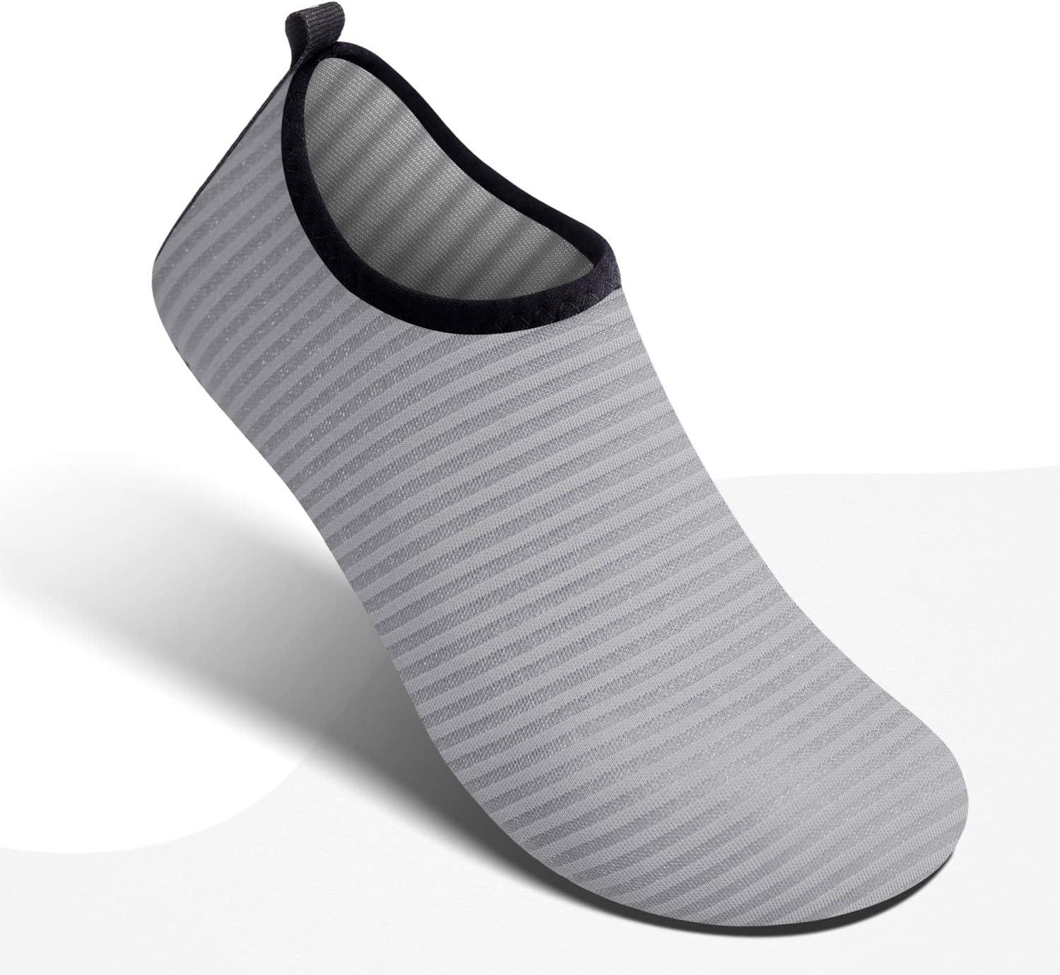 imageSIMARI Water Shoes for Women Men Swim Aqua Socks Beach Pool Essentials Barefoot Surf River Boat Kayak Sea Yoga Sand Exercise Sport Accessories Breathable QuickDry Adult Youth Kid Size SWS0016dline Grey
