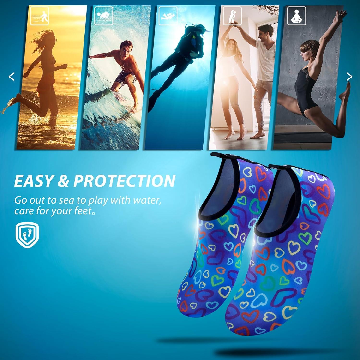 imageSIMARI Water Shoes for Women Men Swim Aqua Socks Beach Pool Essentials Barefoot Surf River Boat Kayak Sea Yoga Sand Exercise Sport Accessories Breathable QuickDry Adult Youth Kid Size SWS0011glove Rainbow