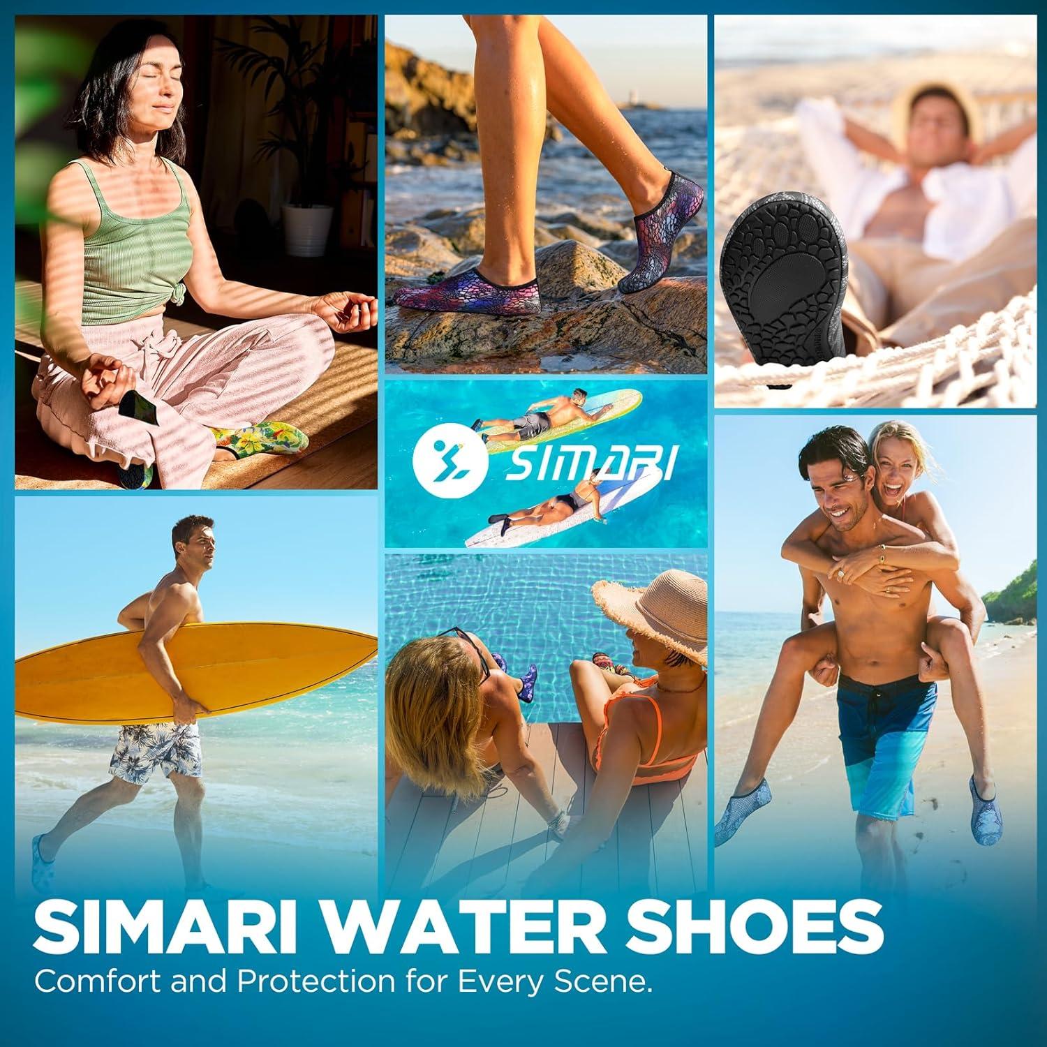 imageSIMARI Water Shoes for Women Men Swim Aqua Socks Beach Pool Essentials Barefoot Surf River Boat Kayak Sea Yoga Sand Exercise Sport Accessories Breathable QuickDry Adult Youth Kid Size SWS001Constellation