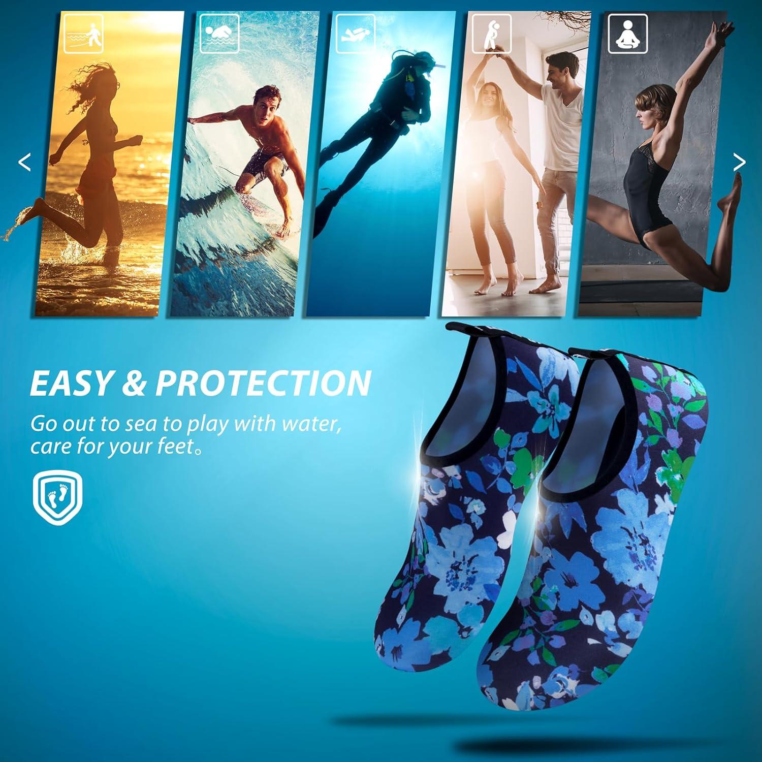 imageSIMARI Water Shoes for Women Men Swim Aqua Socks Beach Pool Essentials Barefoot Surf River Boat Kayak Sea Yoga Sand Exercise Sport Accessories Breathable QuickDry Adult Youth Kid Size SWS0011uflora