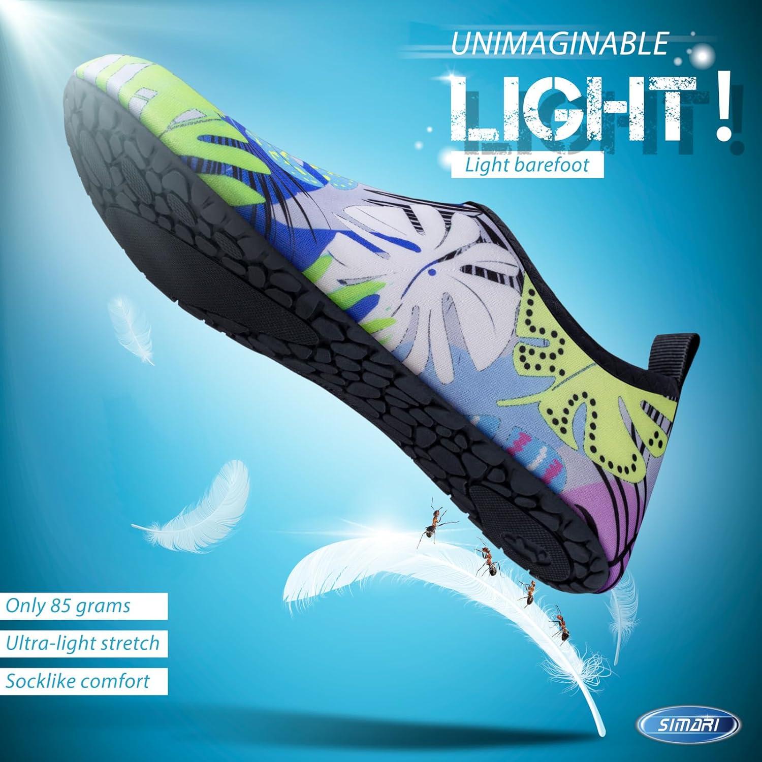 imageSIMARI Water Shoes for Women Men Swim Aqua Socks Beach Pool Essentials Barefoot Surf River Boat Kayak Sea Yoga Sand Exercise Sport Accessories Breathable QuickDry Adult Youth Kid Size SWS0012arain Forest