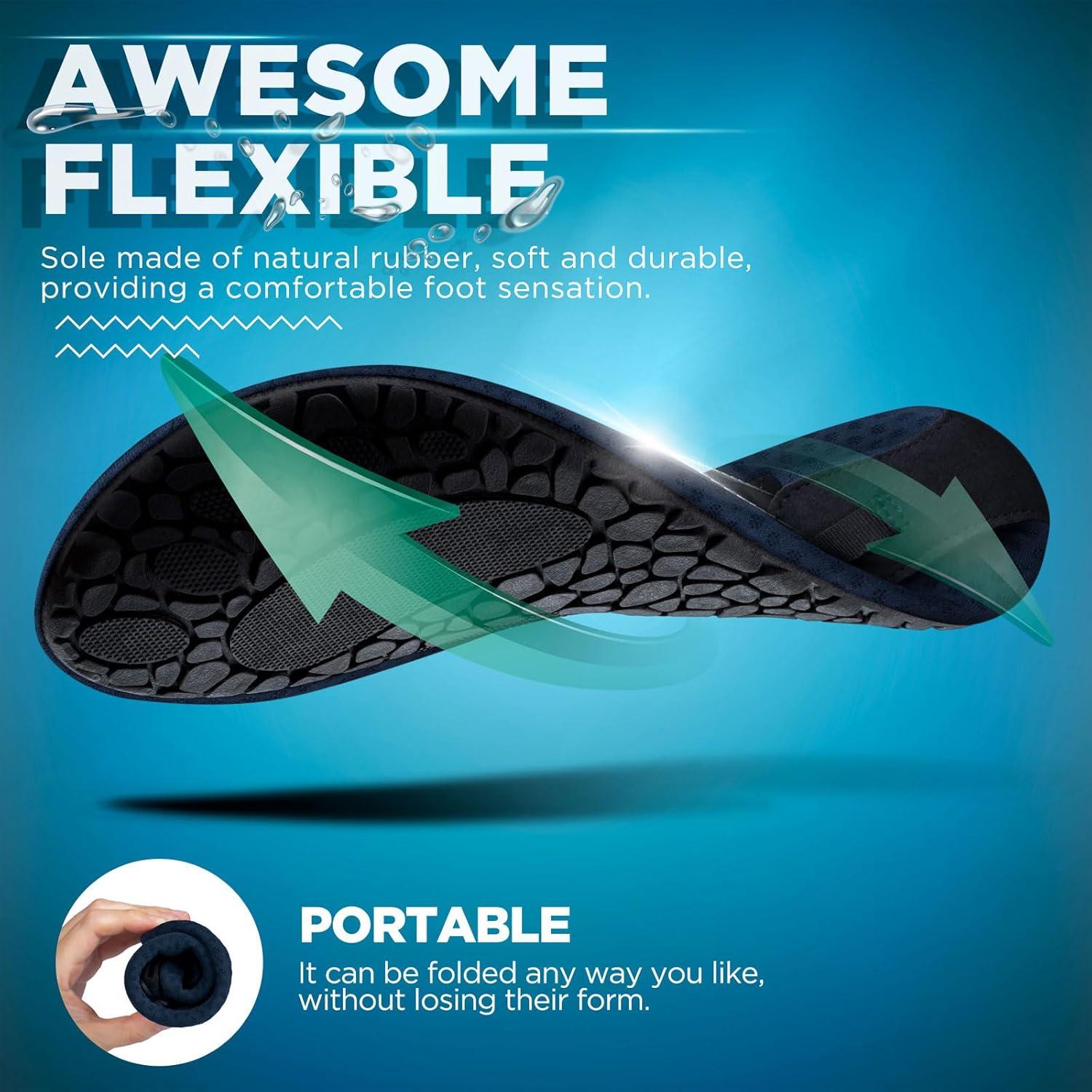 imageSIMARI Water Shoes for Women Men Swim Aqua Socks Beach Pool Essentials Barefoot Surf River Boat Kayak Sea Yoga Sand Exercise Sport Accessories Breathable QuickDry Adult Youth Kid Size SWS0011bcircular Blue