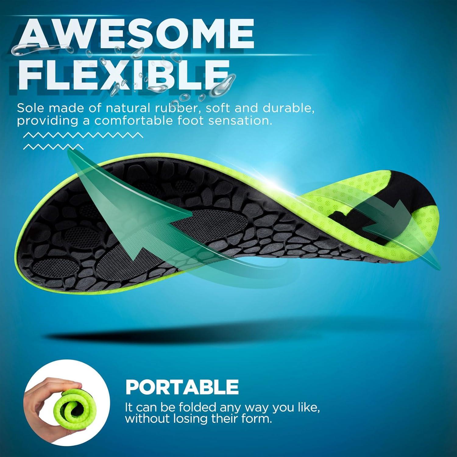 imageSIMARI Water Shoes for Women Men Swim Aqua Socks Beach Pool Essentials Barefoot Surf River Boat Kayak Sea Yoga Sand Exercise Sport Accessories Breathable QuickDry Adult Youth Kid Size SWS0011fcircular Green