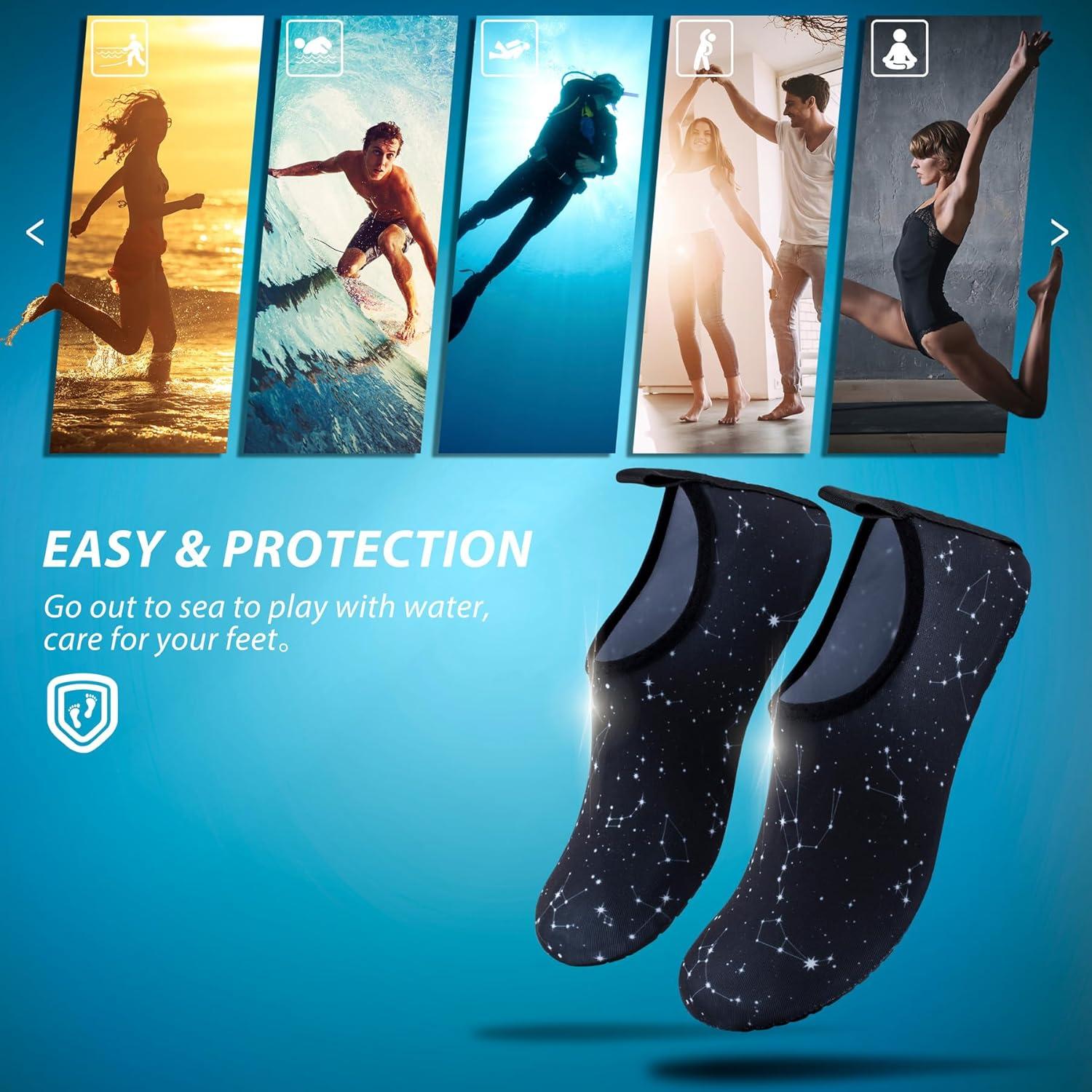 imageSIMARI Water Shoes for Women Men Swim Aqua Socks Beach Pool Essentials Barefoot Surf River Boat Kayak Sea Yoga Sand Exercise Sport Accessories Breathable QuickDry Adult Youth Kid Size SWS001Constellation