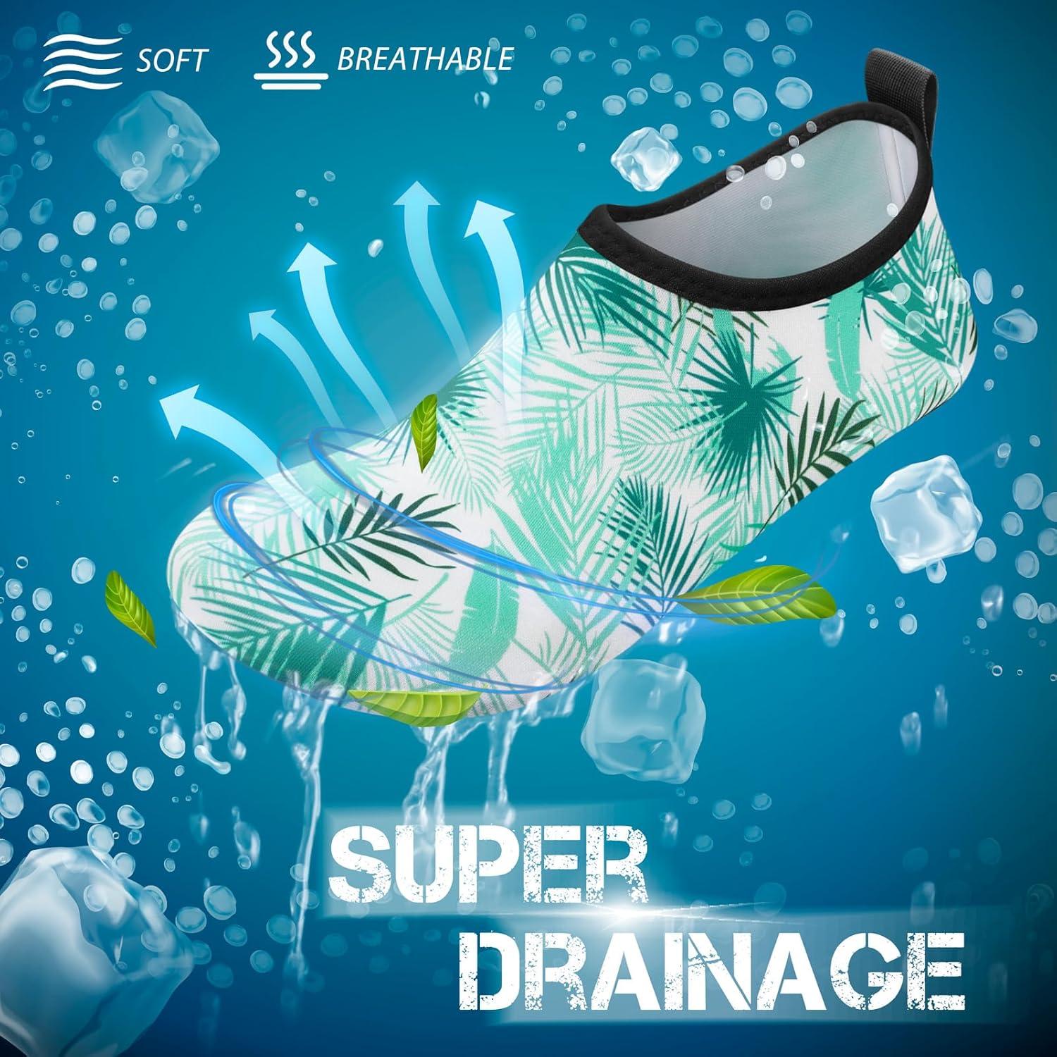 imageSIMARI Water Shoes for Women Men Swim Aqua Socks Beach Pool Essentials Barefoot Surf River Boat Kayak Sea Yoga Sand Exercise Sport Accessories Breathable QuickDry Adult Youth Kid Size SWS0011xleaf Feather