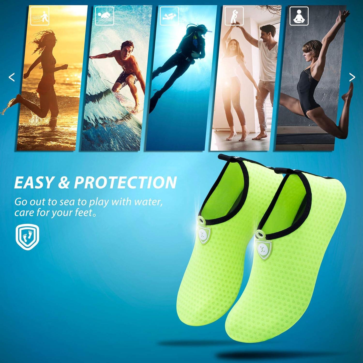 imageSIMARI Water Shoes for Women Men Swim Aqua Socks Beach Pool Essentials Barefoot Surf River Boat Kayak Sea Yoga Sand Exercise Sport Accessories Breathable QuickDry Adult Youth Kid Size SWS0011fcircular Green